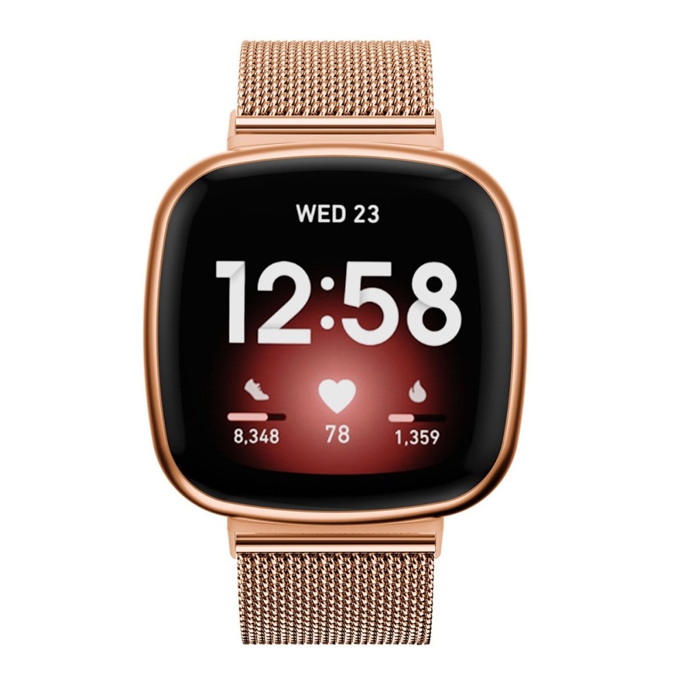 Fitbit Versa 3/Sense Armband i mesh, roséguld