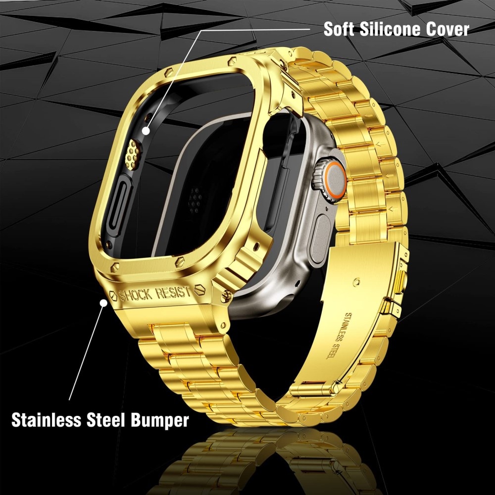 Apple Watch Ultra 2 49mm Robust armband med inbyggt skal Full Metal, guld