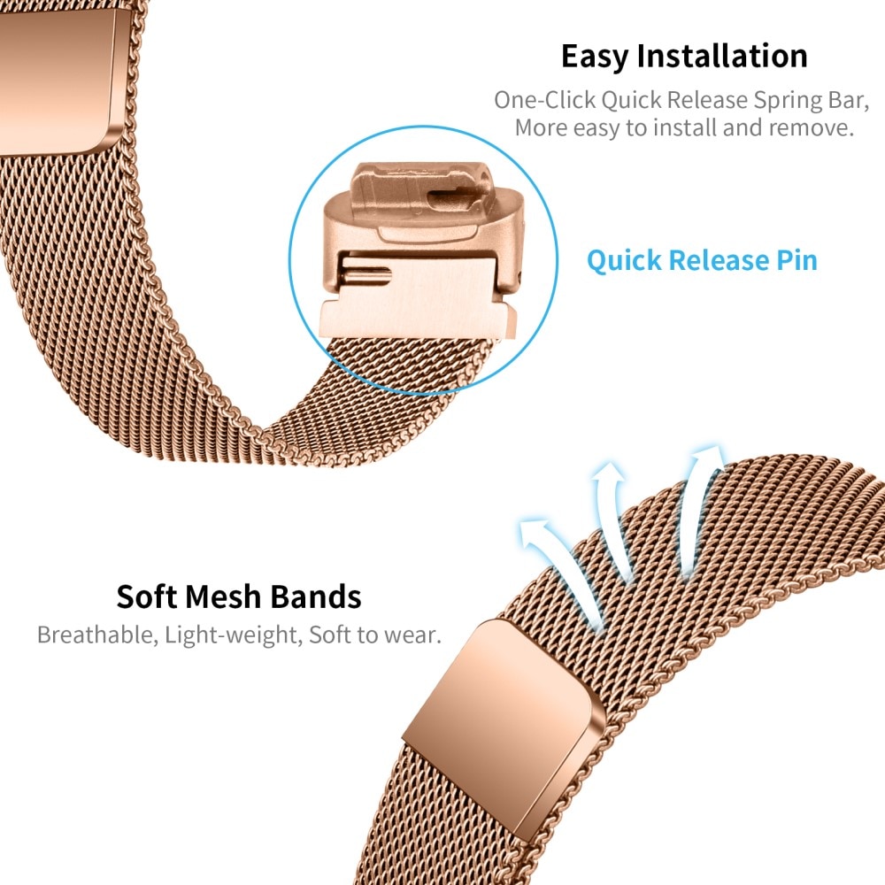 Fitbit Inspire 3 Armband Milanese Loop, roséguld