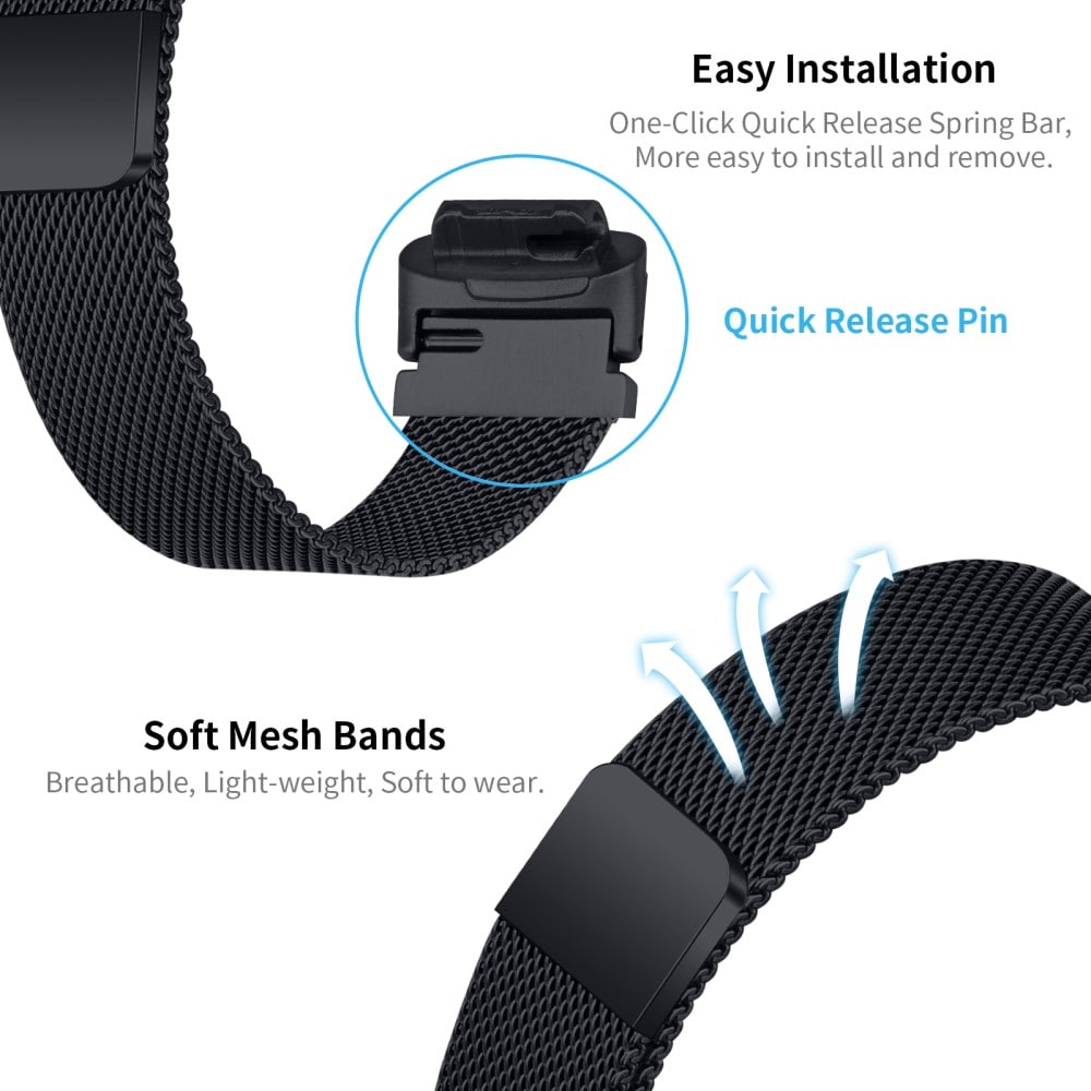 Fitbit Inspire 3 Armband Milanese Loop, svart