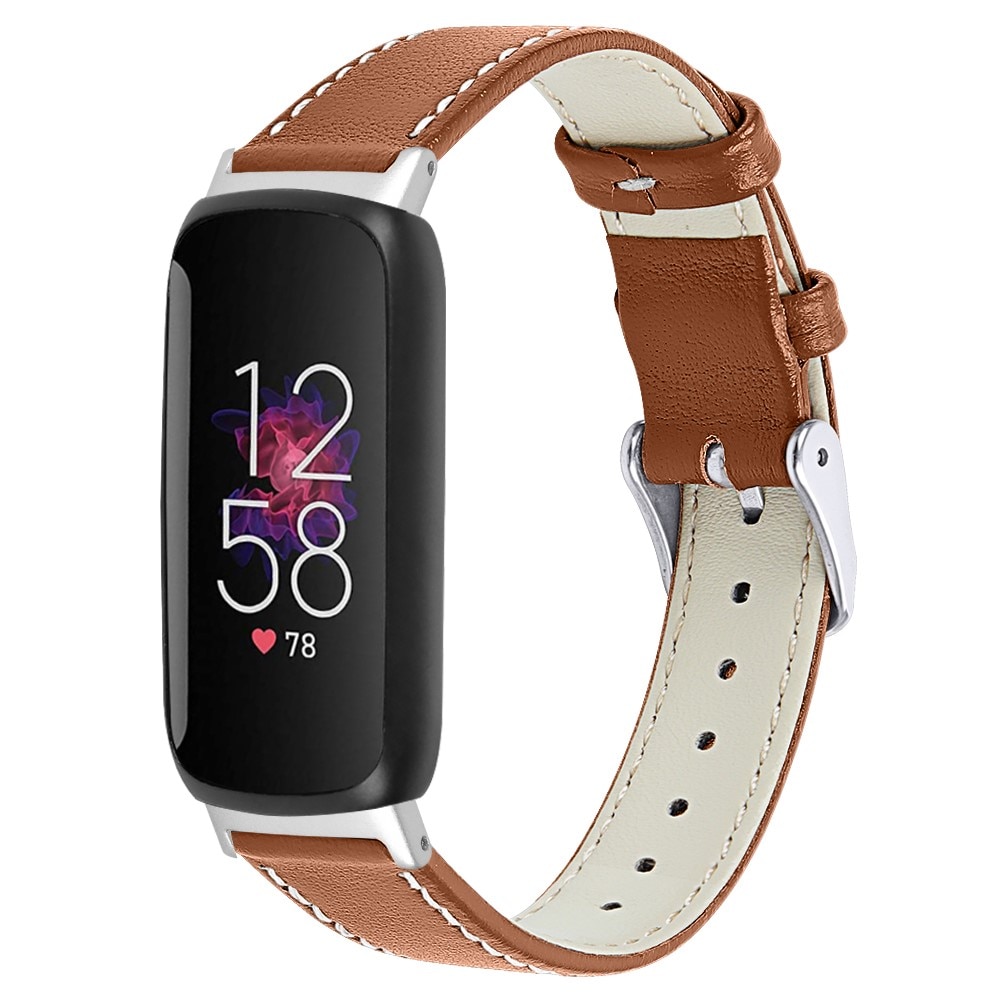 Fitbit Inspire 3 Armband i äkta läder, brun