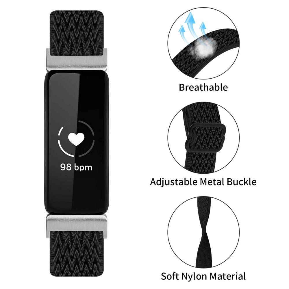 Fitbit Inspire 3 Elastiskt Armband i vävd nylon, svart