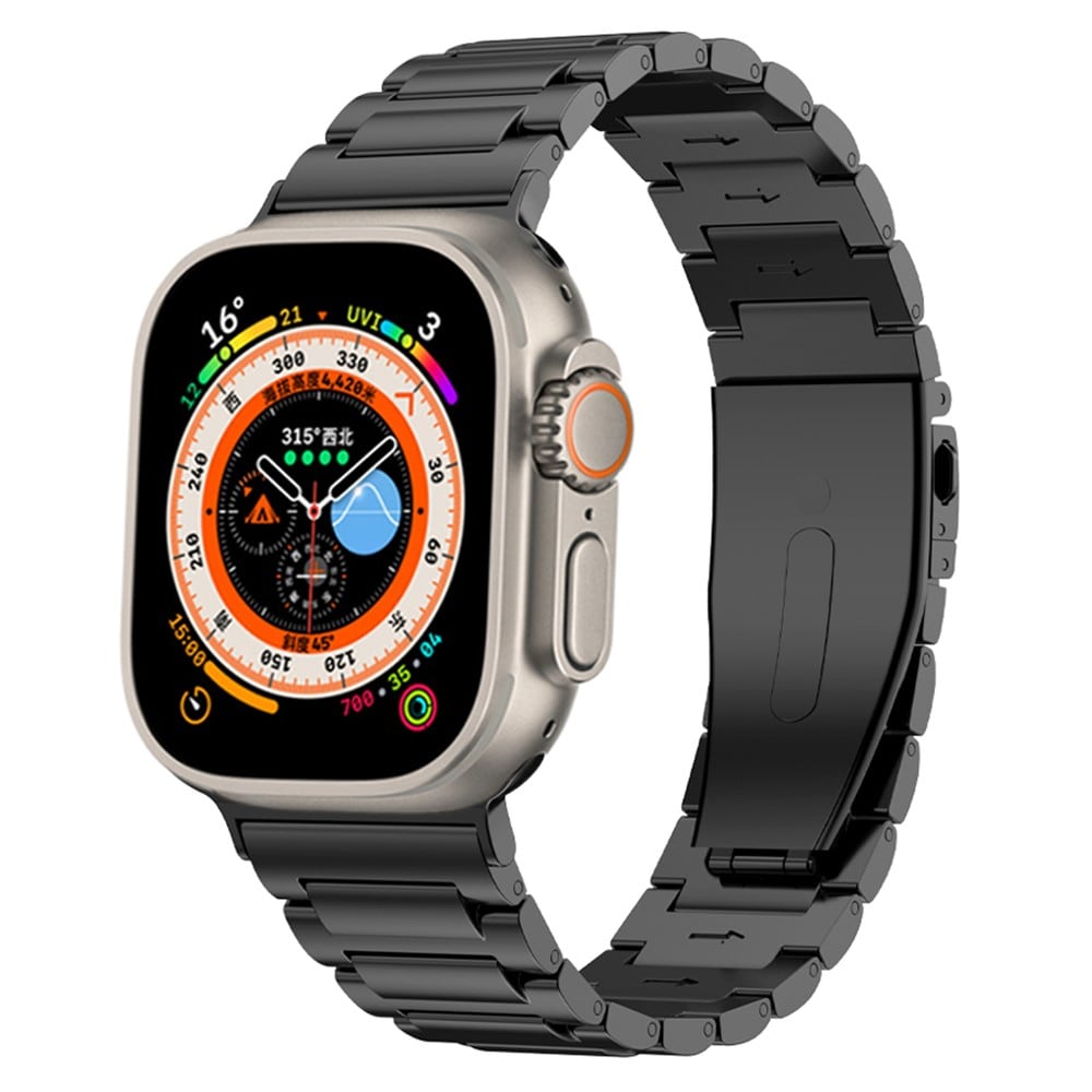 Apple Watch 45mm Series 8 Snyggt armband i titan, svart