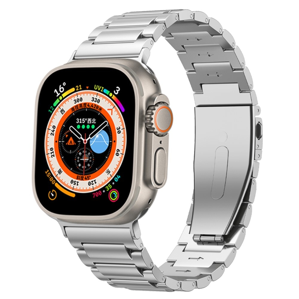Apple Watch 45mm Series 9 Snyggt armband i titan, silver