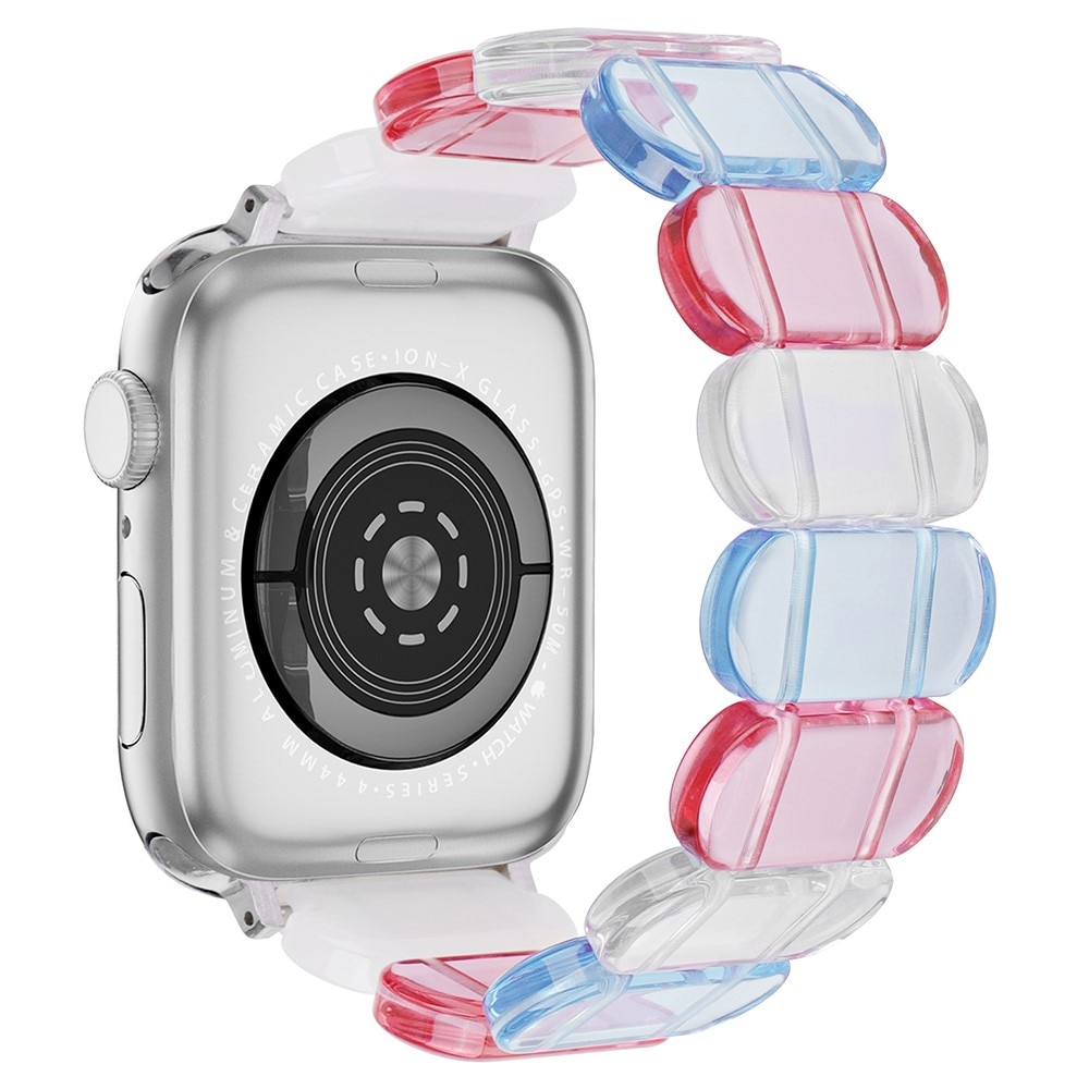 Apple Watch SE 44mm Flexibelt Armband i resin, blå/rosa