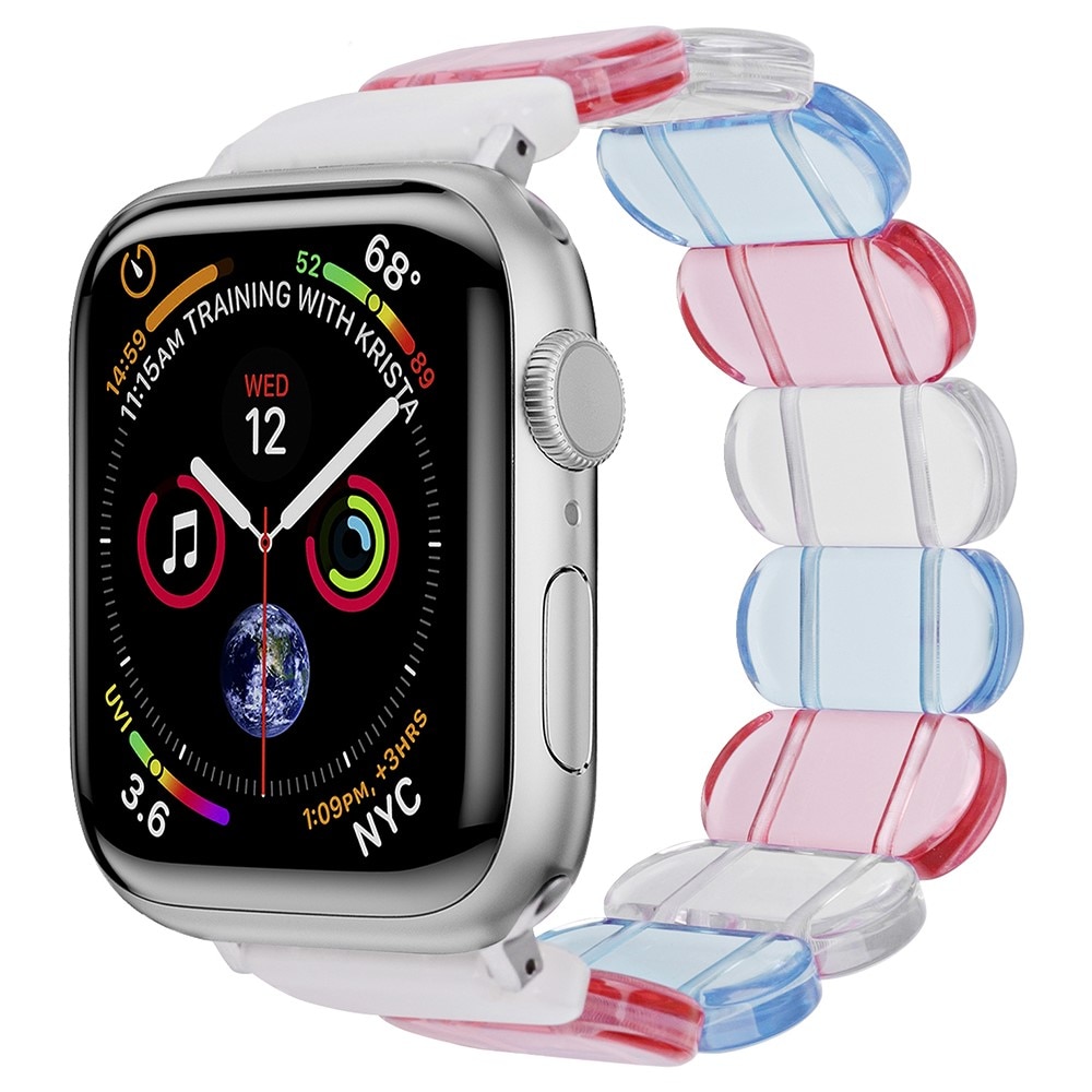 Apple Watch 45mm Series 7 Flexibelt Armband i resin, blå/rosa