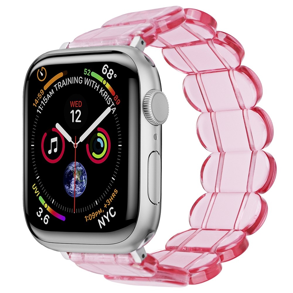 Apple Watch 45mm Series 7 Flexibelt Armband i resin, rosa
