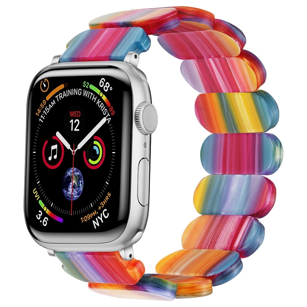 Apple Watch 44mm Flexibelt Armband i resin, regnbåge