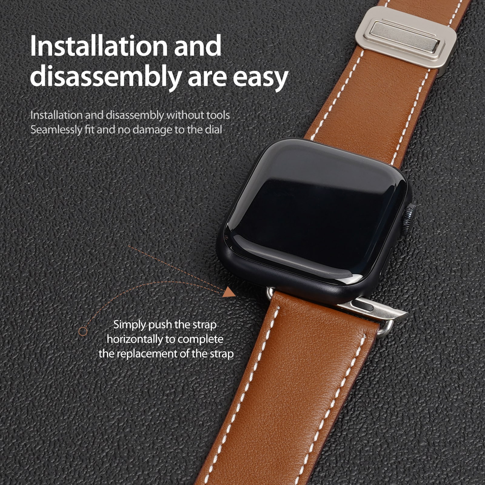 Apple Watch Series 4-6 44mm Armband i läder, Brun