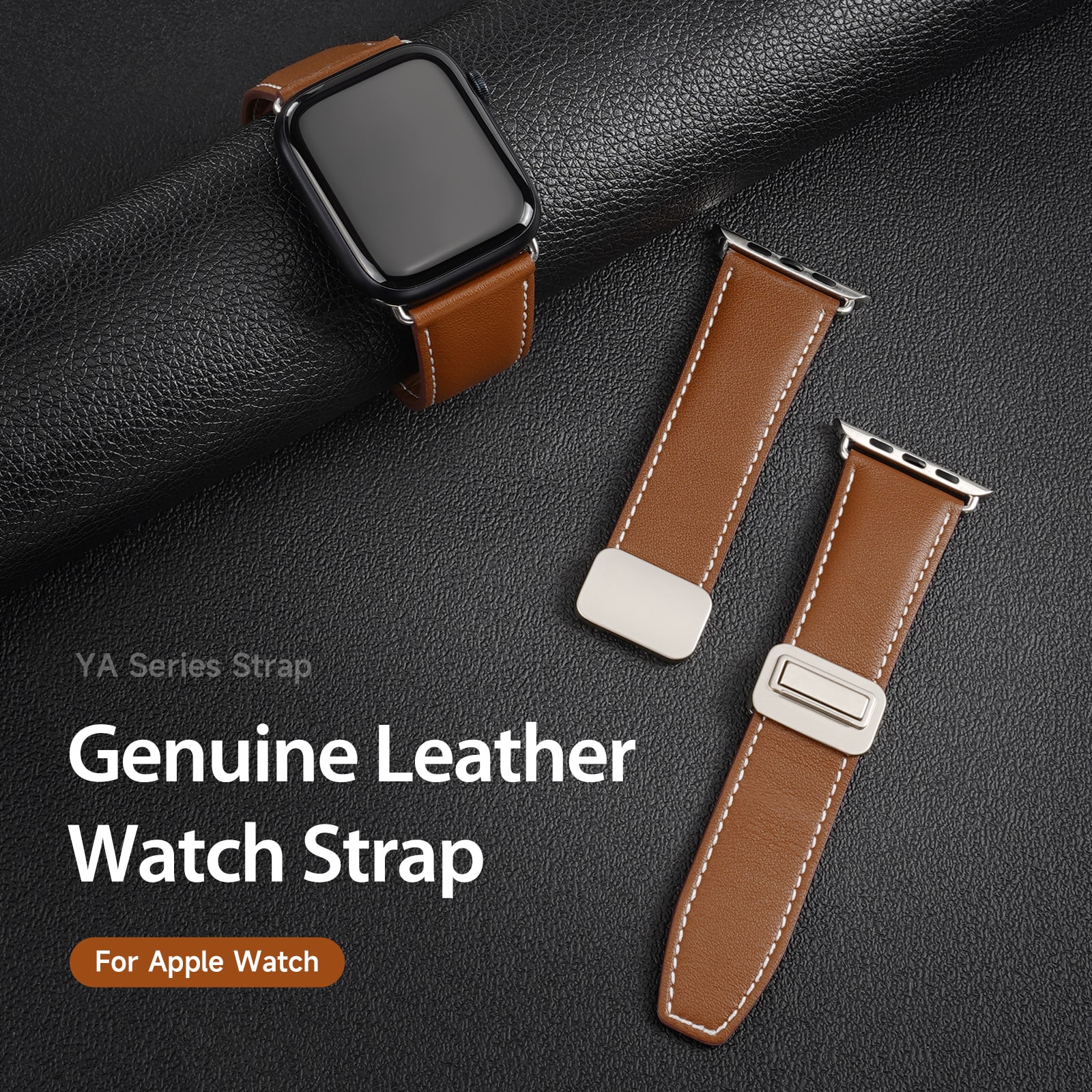 Apple Watch Series 4-6 44mm Armband i läder, Brun