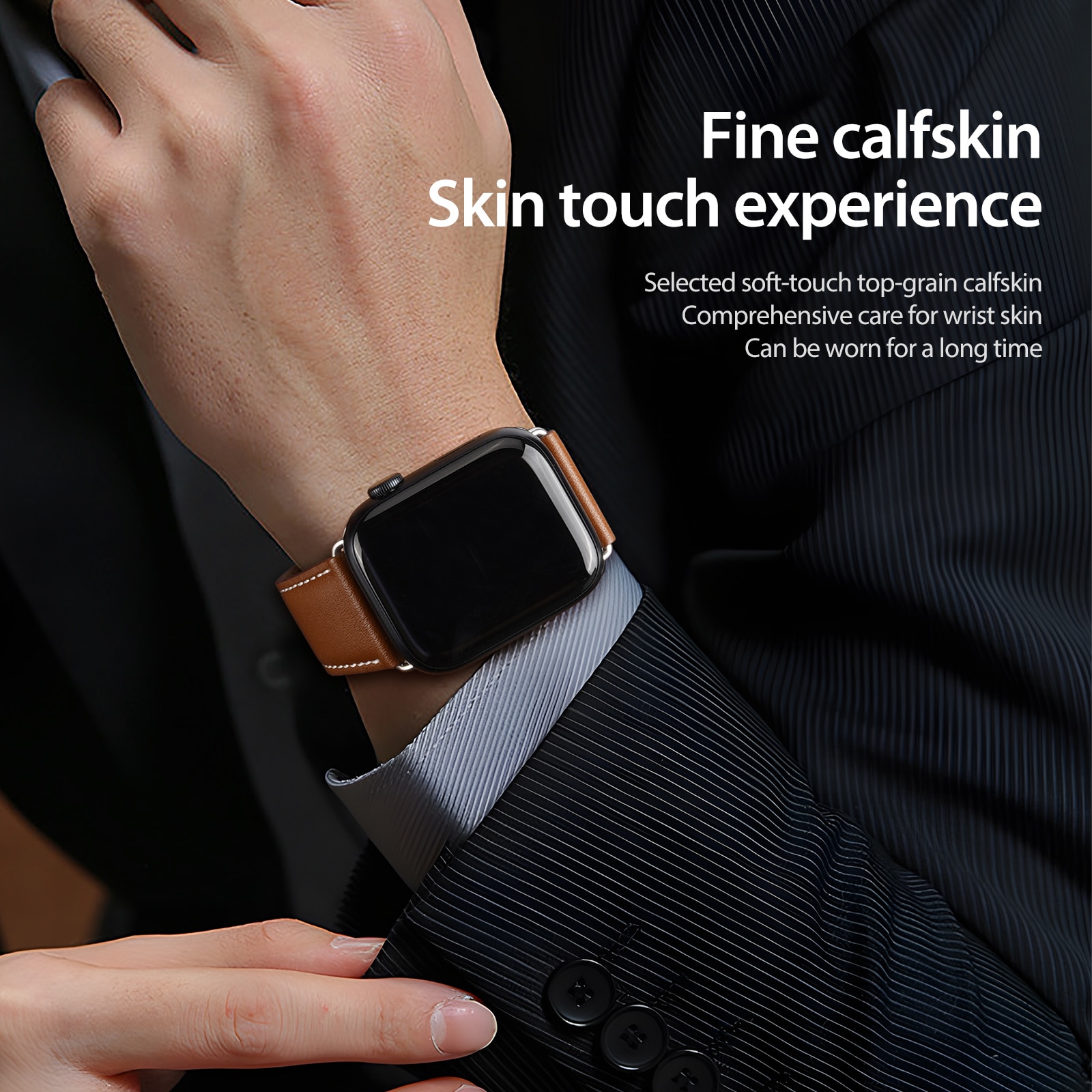 Apple Watch Series 4-6 44mm Armband i läder, Brun