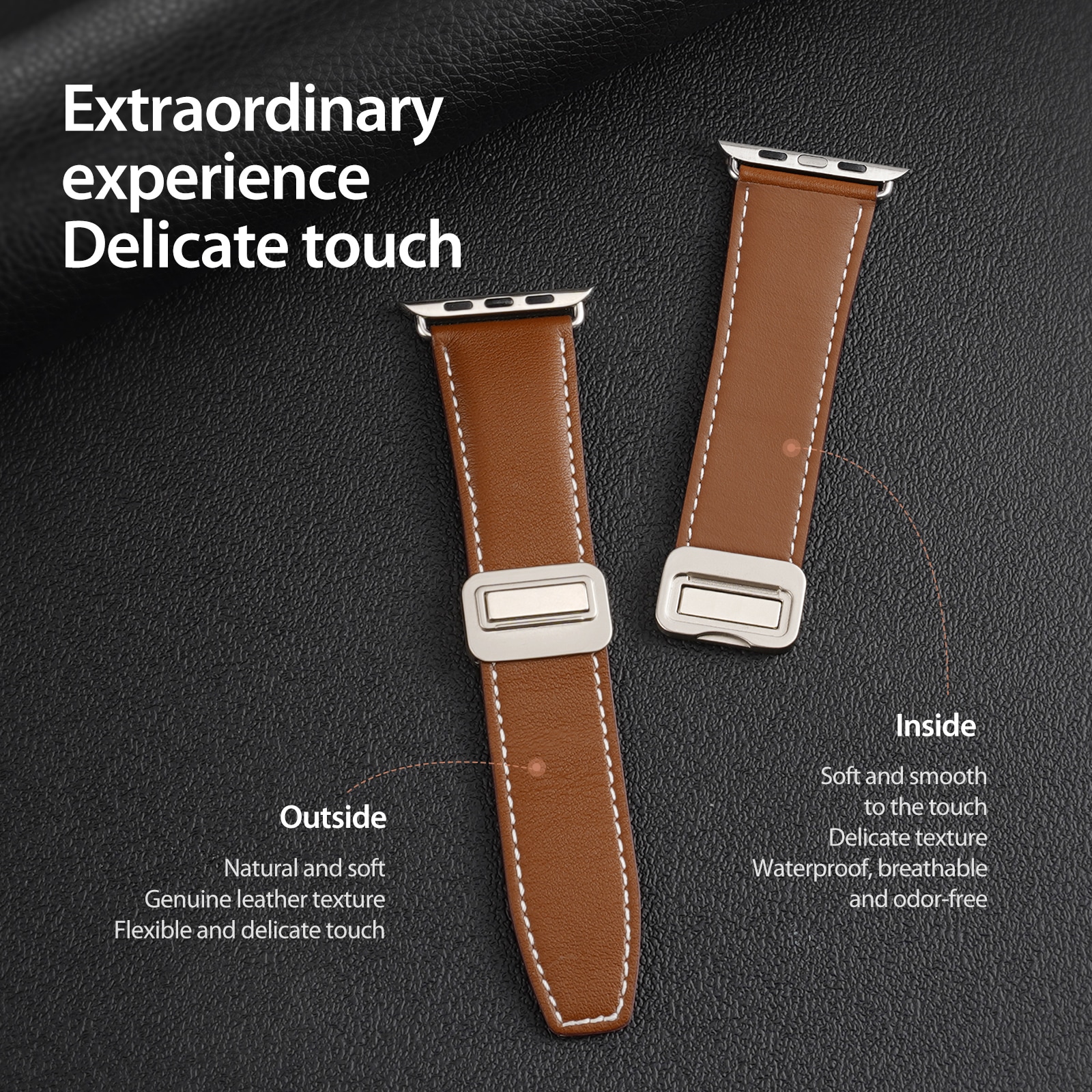 Apple Watch Series 4-6 44mm Armband i läder, Brun