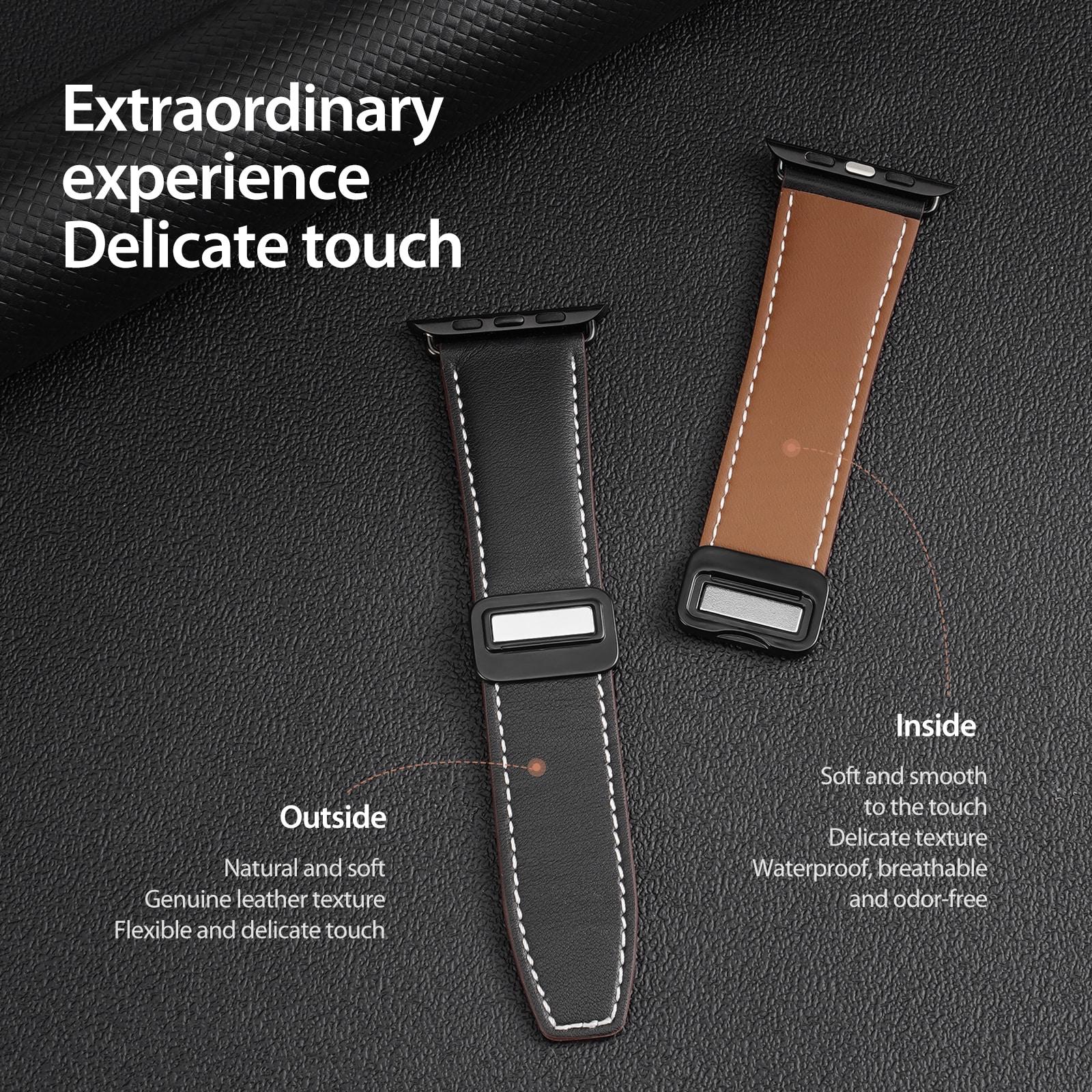 Apple Watch Series 4-6 44mm Armband i läder, Brun