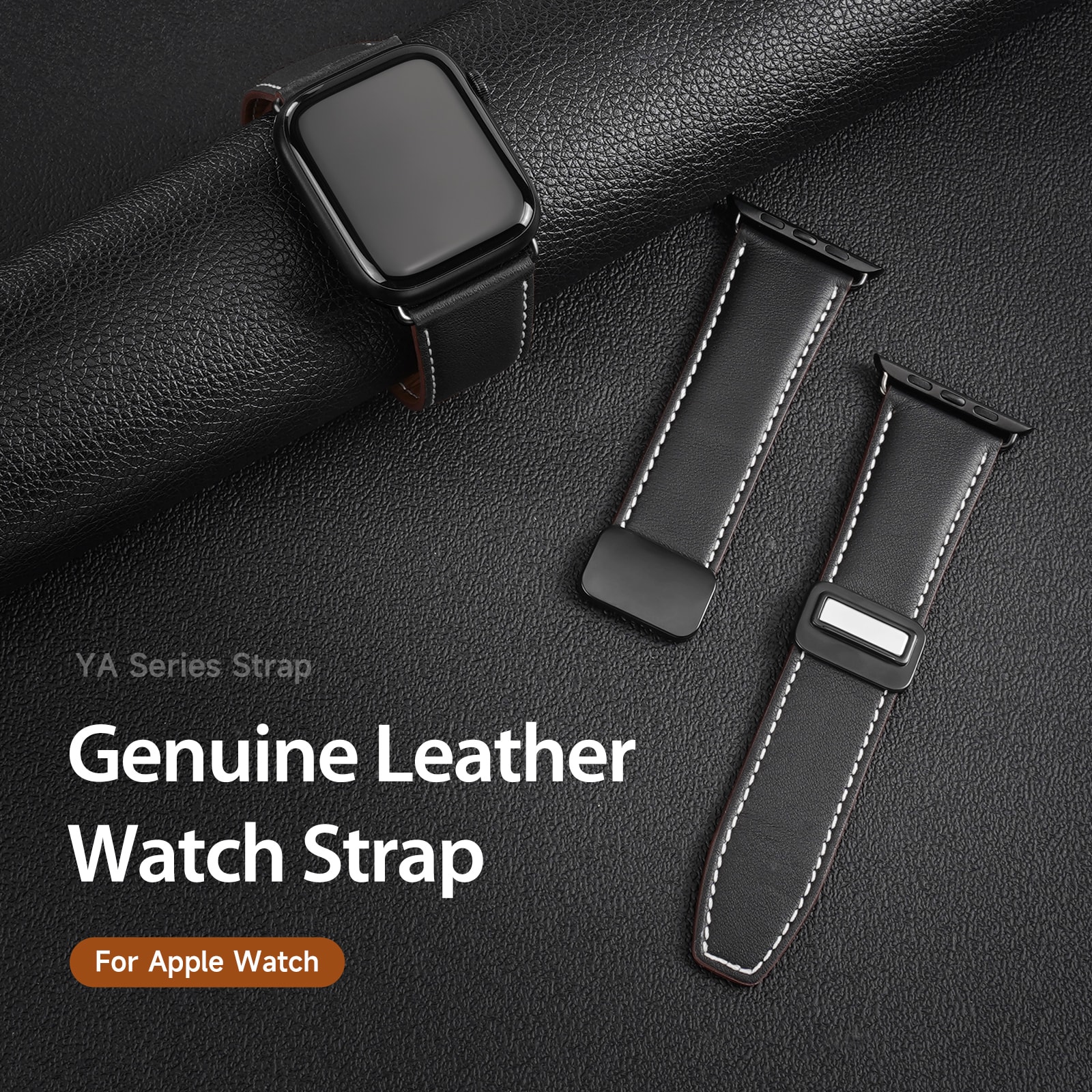 Apple Watch Series 4-6 44mm Armband i läder, Brun