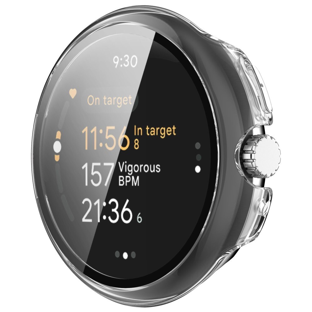 Google Pixel Watch 3 45mm Heltäckande skal med inbyggt skärmskydd, Genomskinlig
