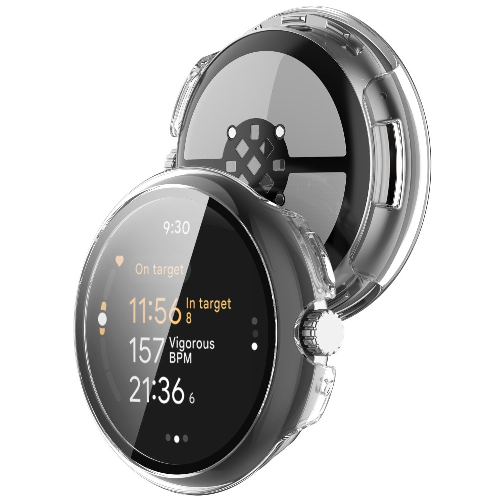 Google Pixel Watch 3 45mm Heltäckande skal med inbyggt skärmskydd, Genomskinlig