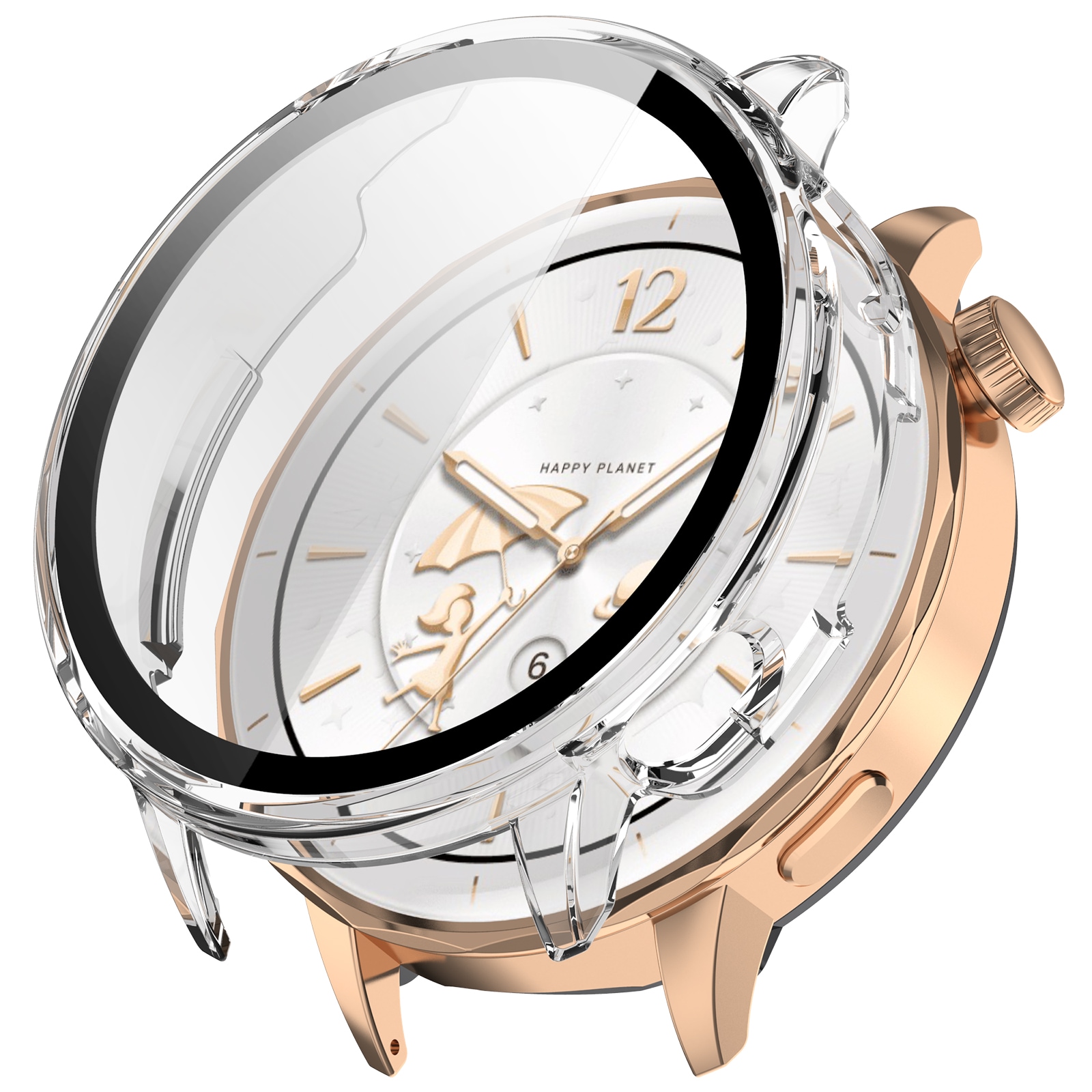  OnePlus Watch 3 43mm Heltäckande skal med inbyggt skärmskydd, Genomskinlig