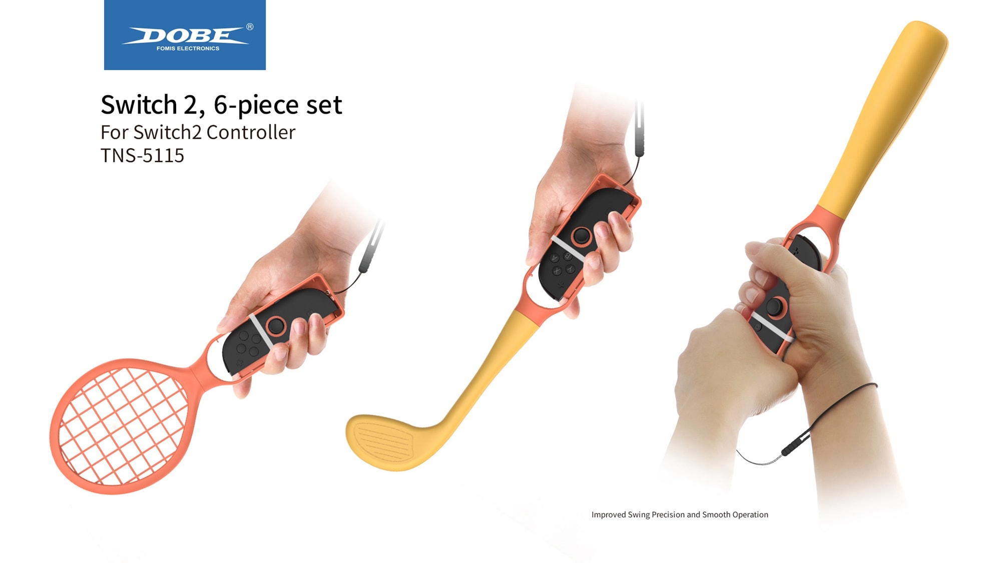 Nintendo Switch 2 Joy-Con Kit med racket, basebollträ och golfklubbor, Blå/Röd