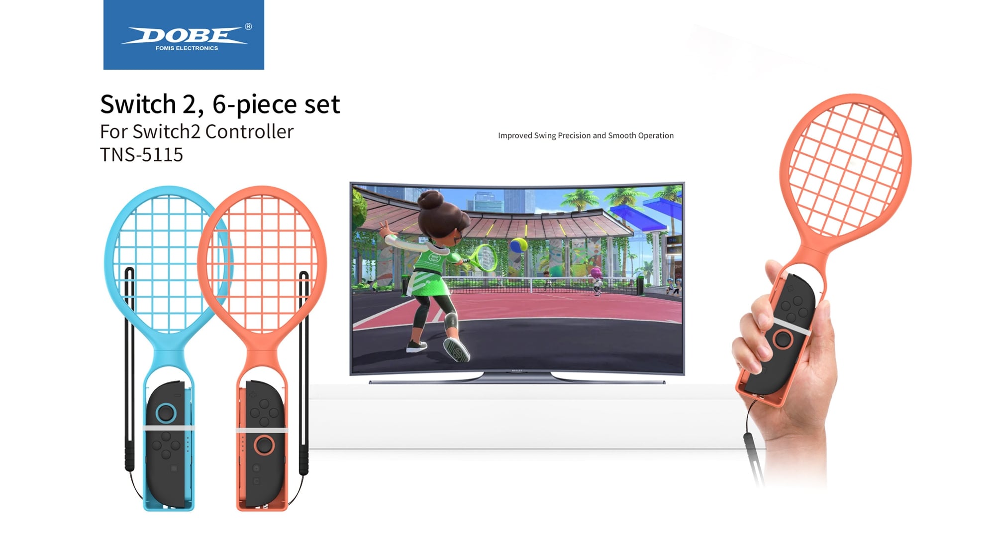 Nintendo Switch 2 Joy-Con Kit med racket, basebollträ och golfklubbor, Blå/Röd