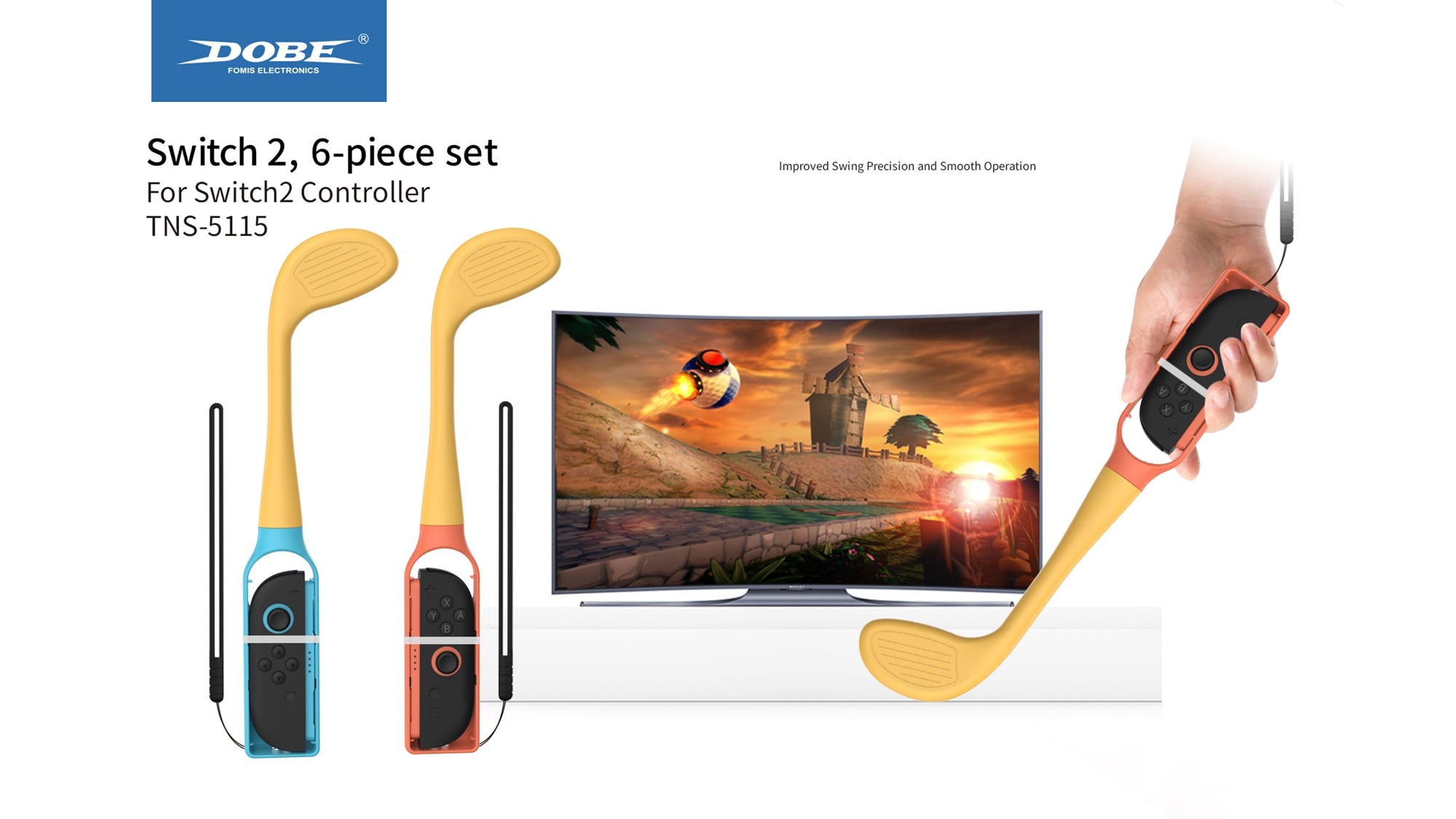 Nintendo Switch 2 Joy-Con Kit med racket, basebollträ och golfklubbor, Blå/Röd