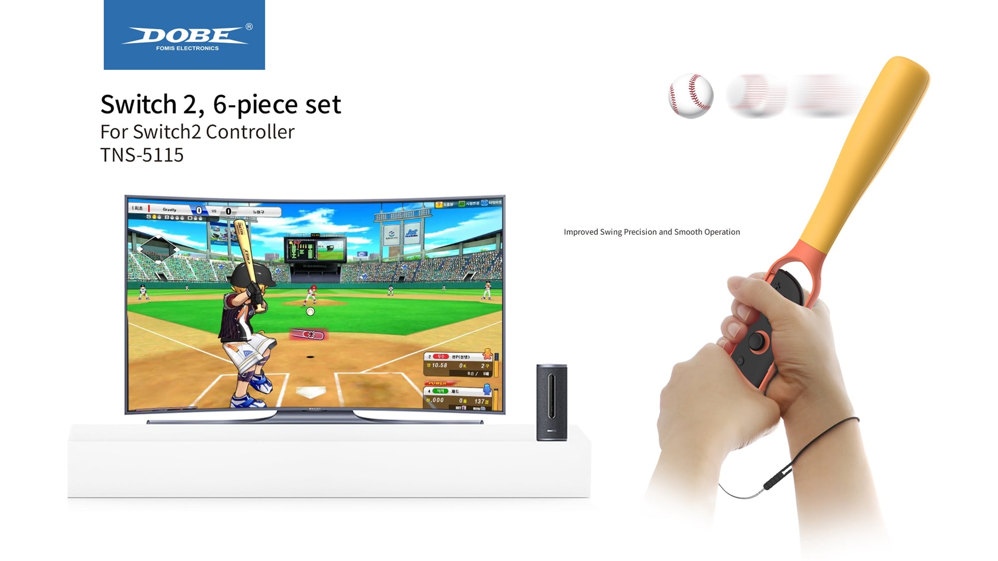 Nintendo Switch 2 Joy-Con Kit med racket, basebollträ och golfklubbor, Blå/Röd