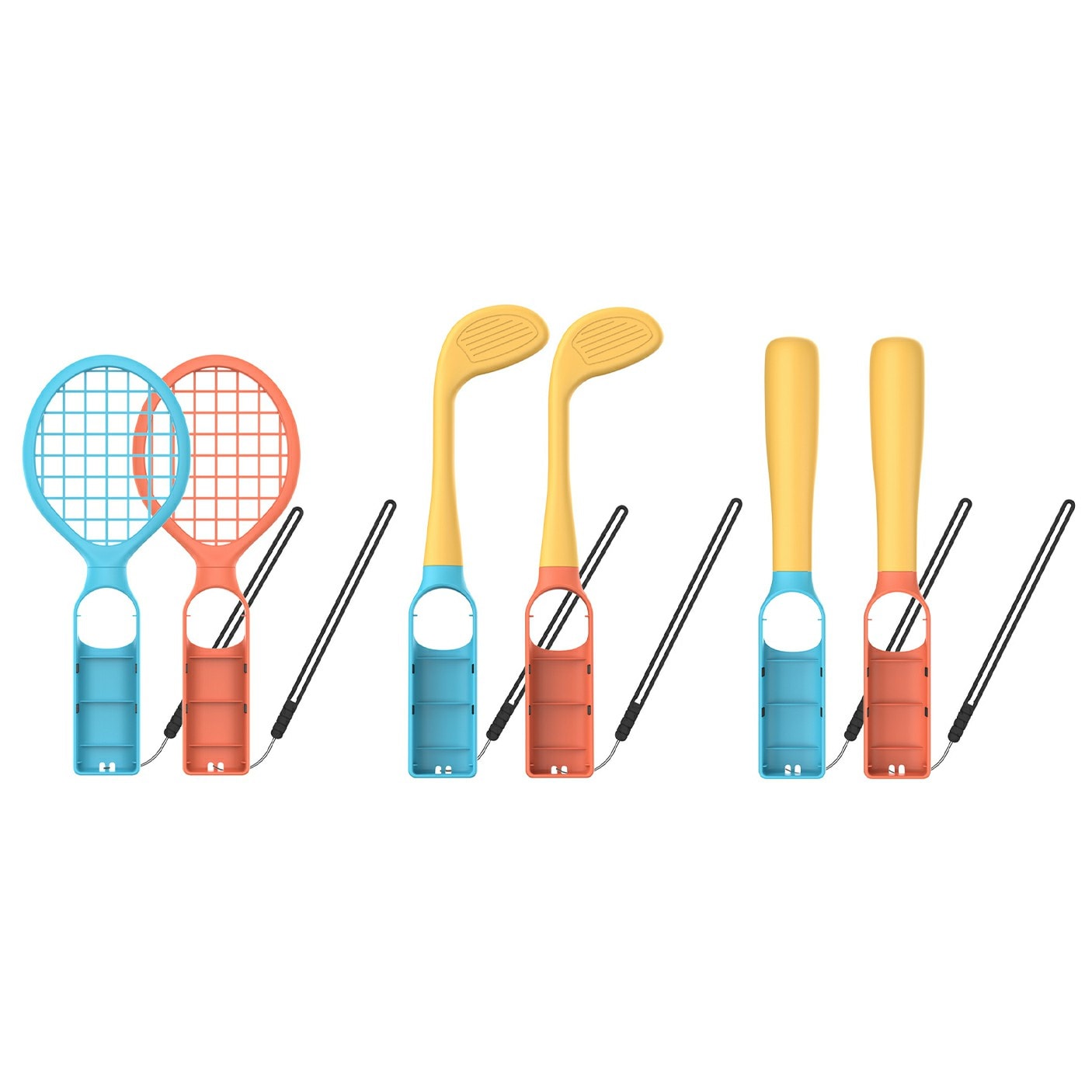 Nintendo Switch 2 Joy-Con Kit med racket, basebollträ och golfklubbor, Blå/Röd
