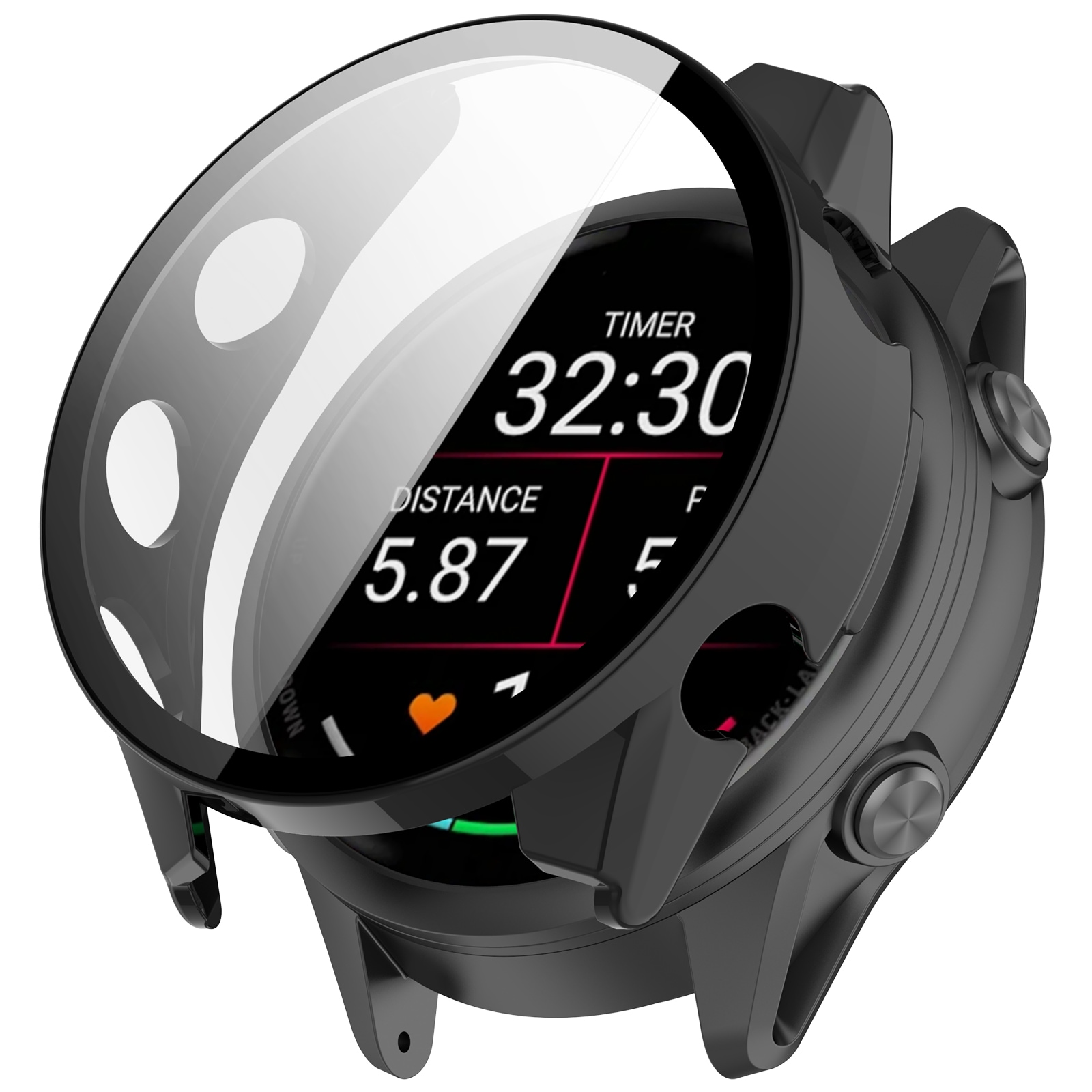Garmin Forerunner 970 Heltäckande skal med inbyggt skärmskydd, Svart