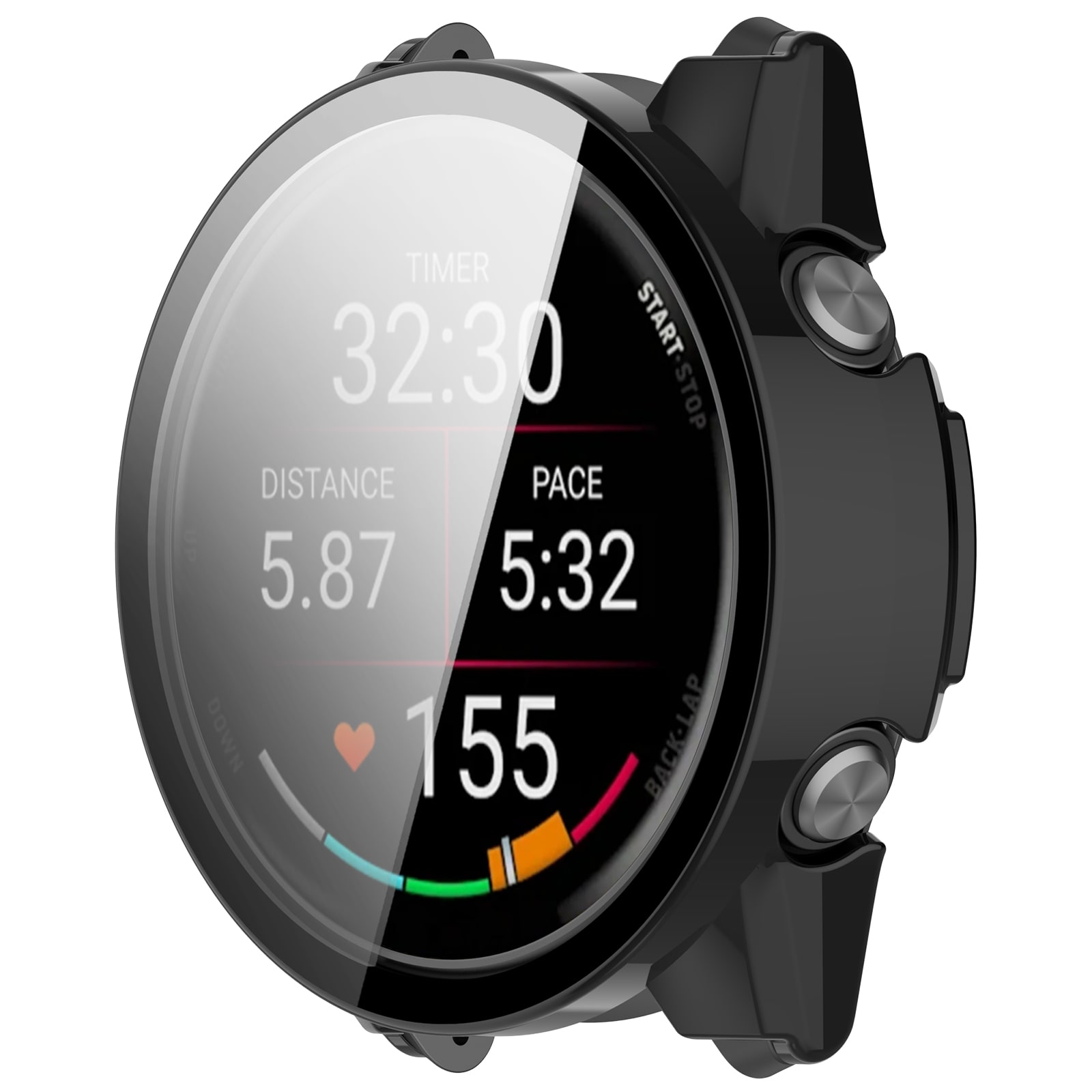 Garmin Forerunner 970 Heltäckande skal med inbyggt skärmskydd, Svart