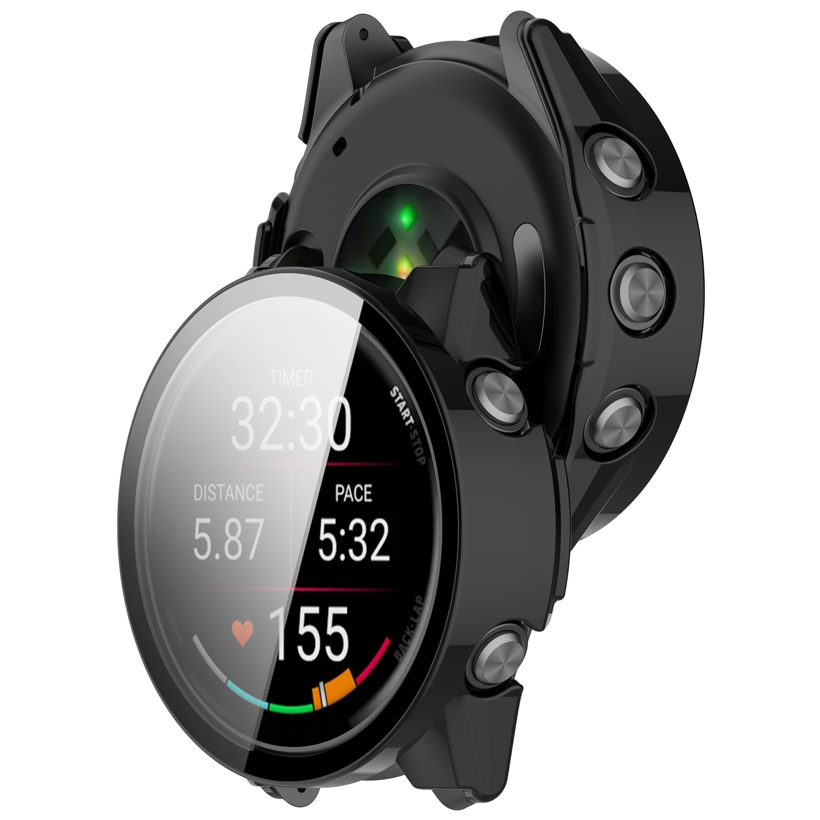 Garmin Forerunner 970 Heltäckande skal med inbyggt skärmskydd, Svart