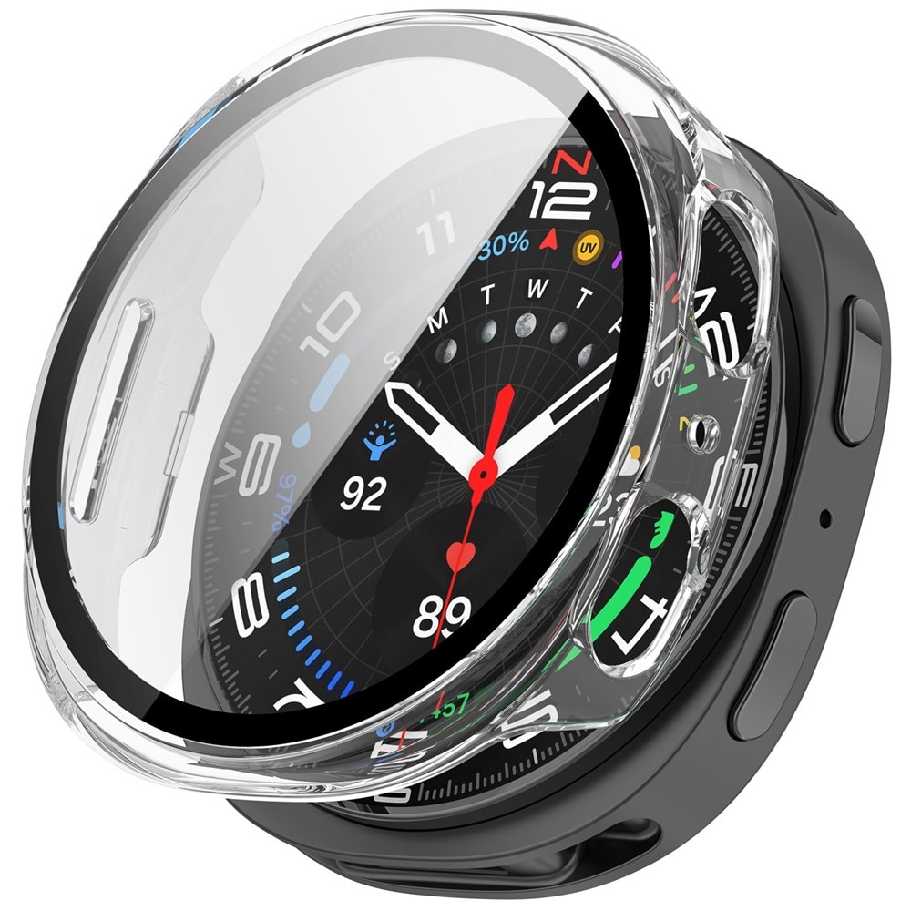 Samsung Galaxy Watch 8 44mm Heltäckande skal med inbyggt skärmskydd, Genomskinlig