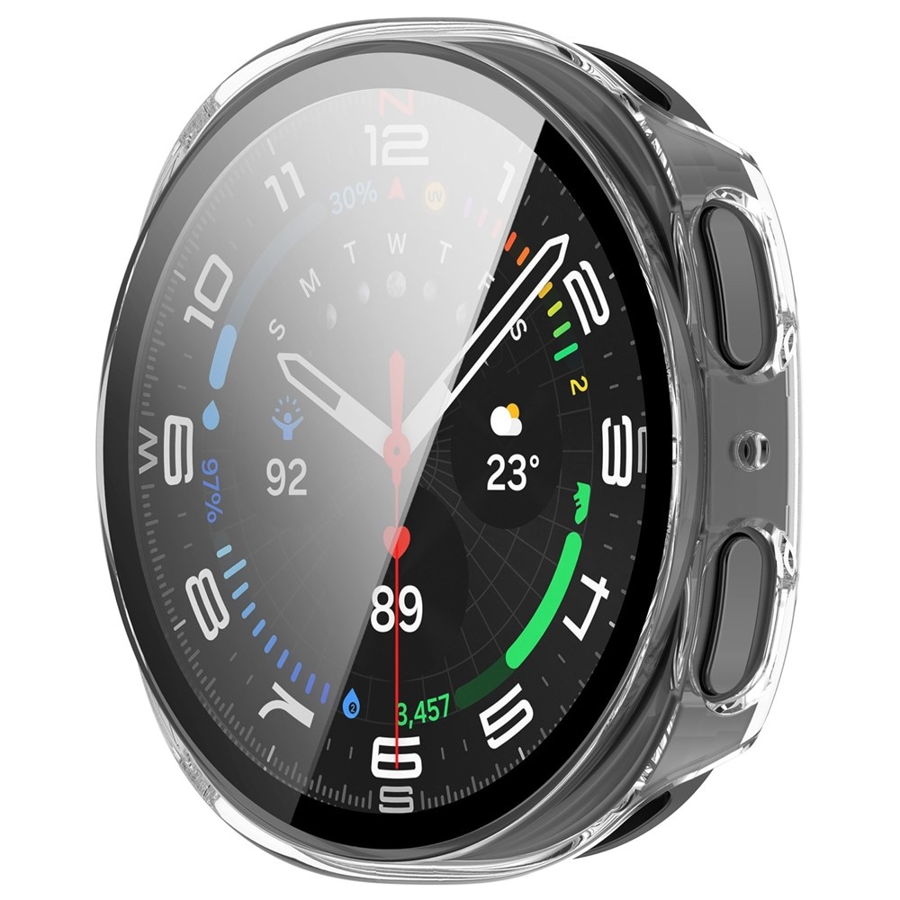 Samsung Galaxy Watch 8 44mm Heltäckande skal med inbyggt skärmskydd, Genomskinlig