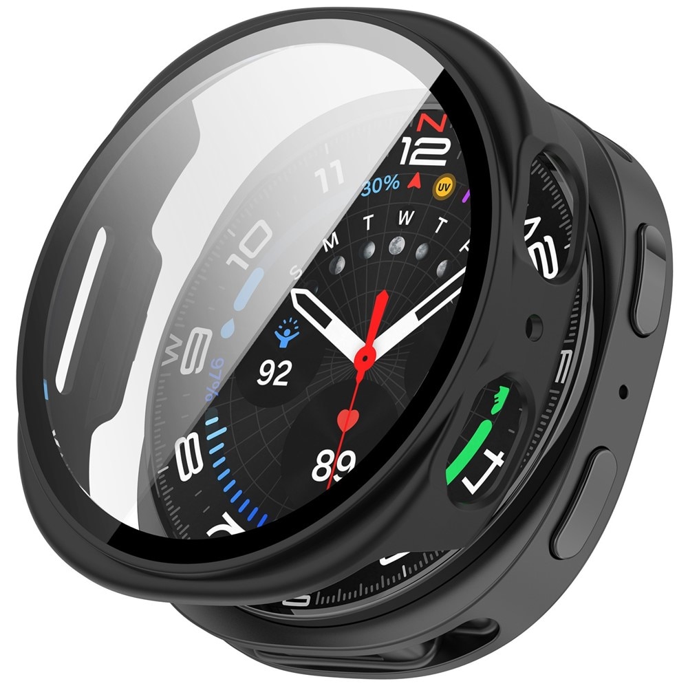 Samsung Galaxy Watch 8 44mm Heltäckande skal med inbyggt skärmskydd, Svart