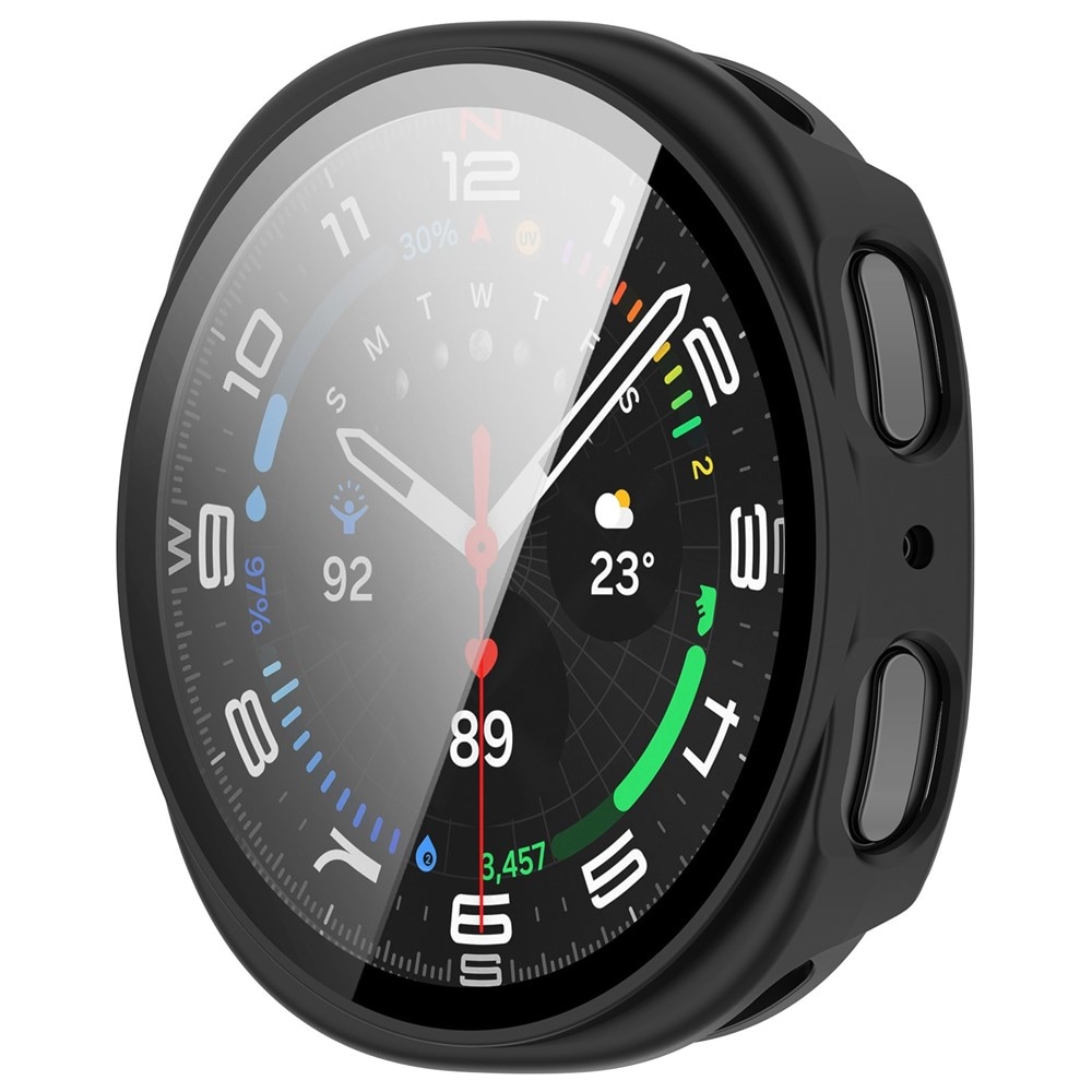 Samsung Galaxy Watch 8 44mm Heltäckande skal med inbyggt skärmskydd, Svart