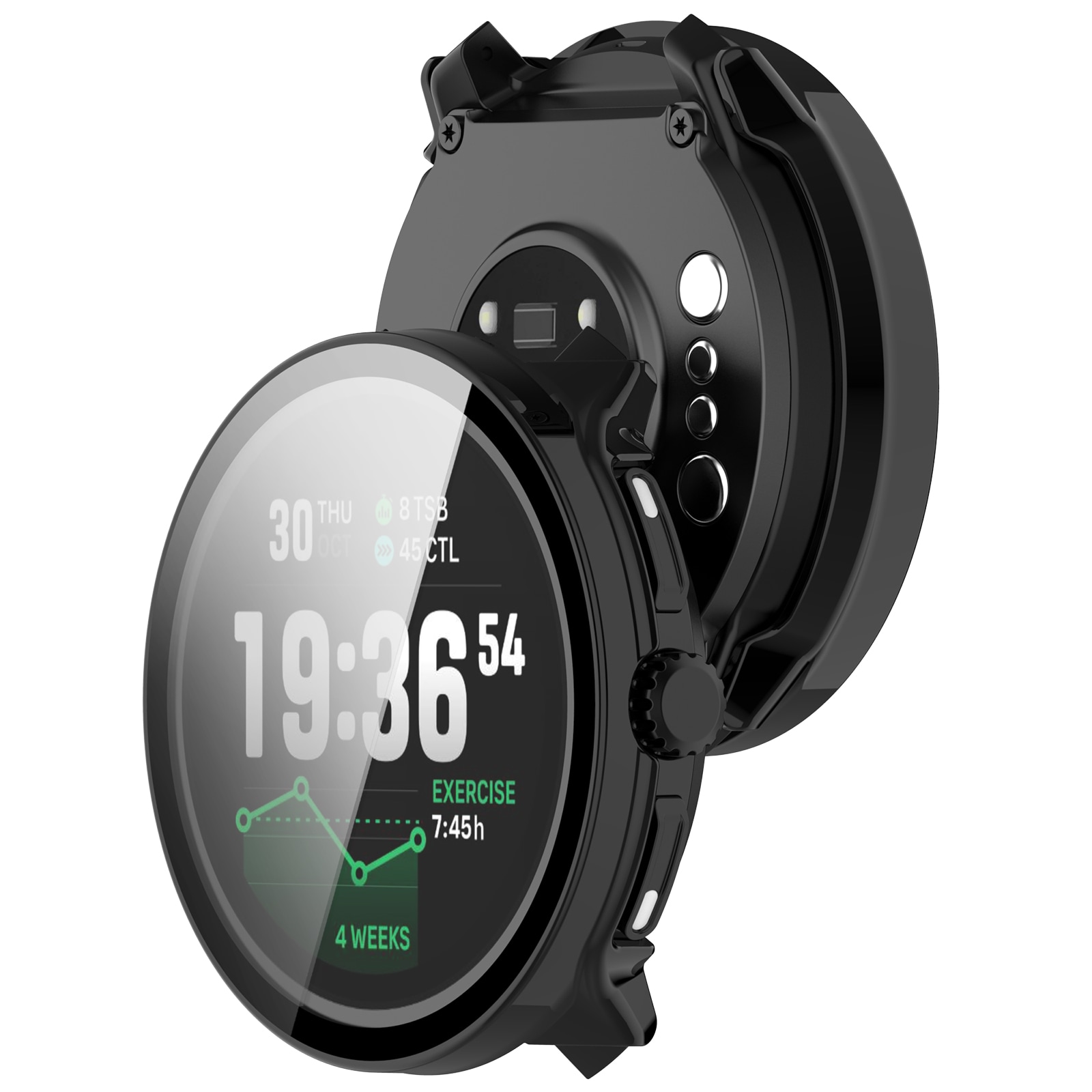 Suunto Race 2 Heltäckande skal med inbyggt skärmskydd, Svart