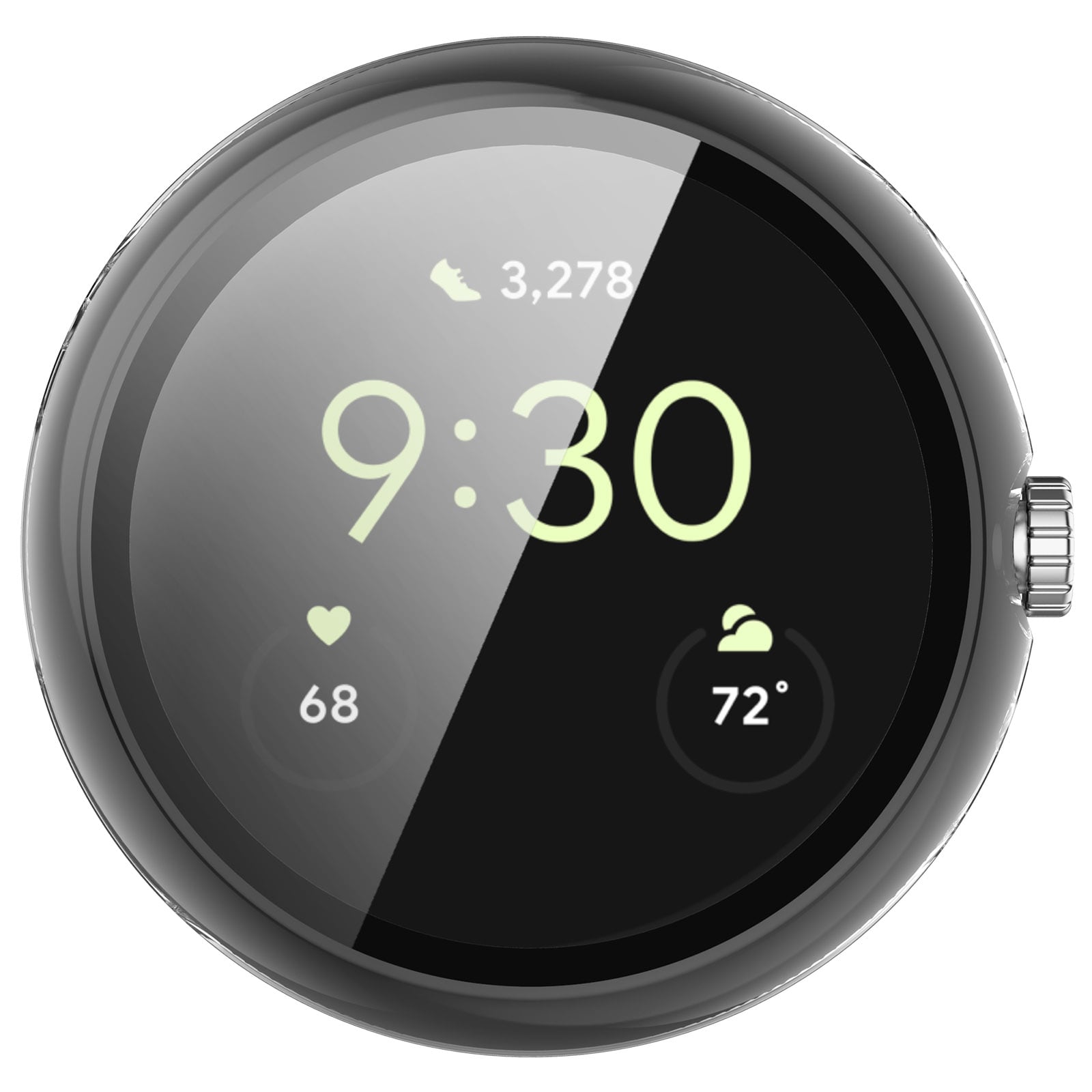 Google Pixel Watch 4 45mm Heltäckande skal med inbyggt skärmskydd, Genomskinlig