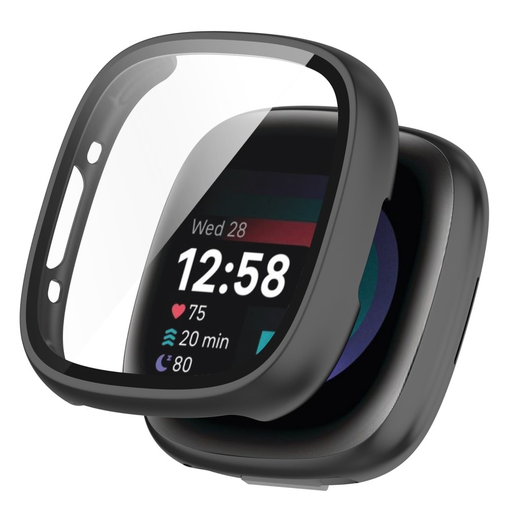 Fitbit Versa 4 Heltäckande skal med inbyggt skärmskydd, svart