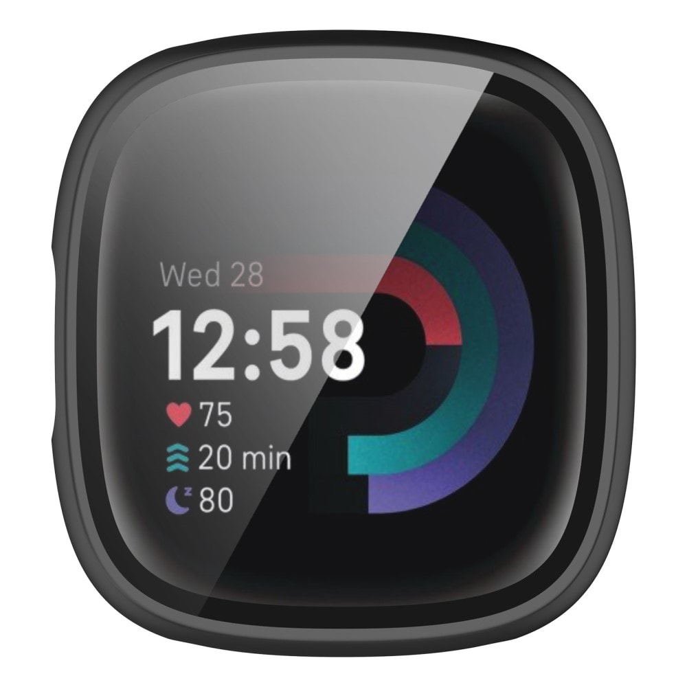 Fitbit Versa 4 Heltäckande skal med inbyggt skärmskydd, svart