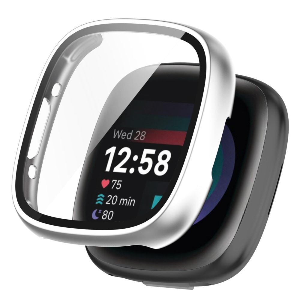 Fitbit Versa 4 Heltäckande skal med inbyggt skärmskydd, silver