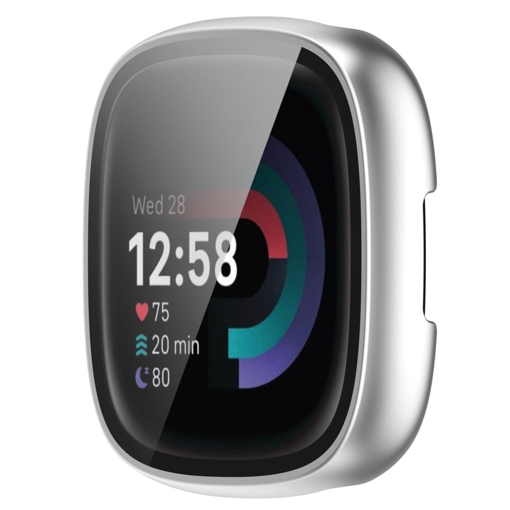 Fitbit Versa 4 Heltäckande skal med inbyggt skärmskydd, silver