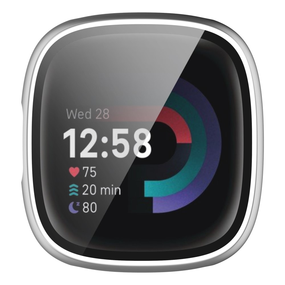 Fitbit Versa 4 Heltäckande skal med inbyggt skärmskydd, silver