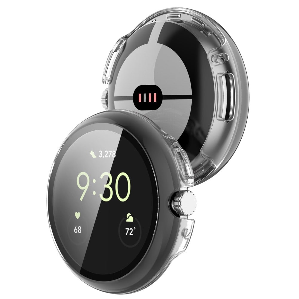 Google Pixel Watch 2 Heltäckande skal med inbyggt skärmskydd, genomskinlig