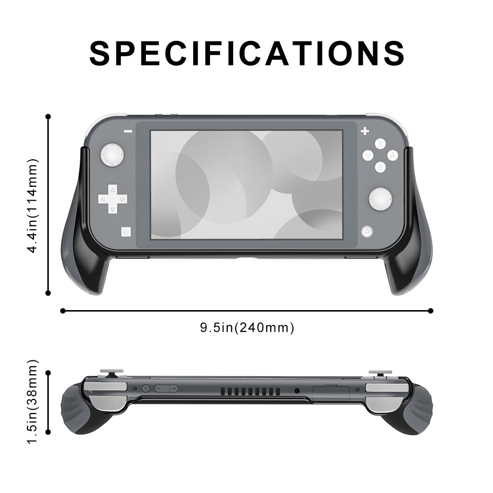 Nintendo Switch Lite TPU-skal med ergonomiska handtag, grå