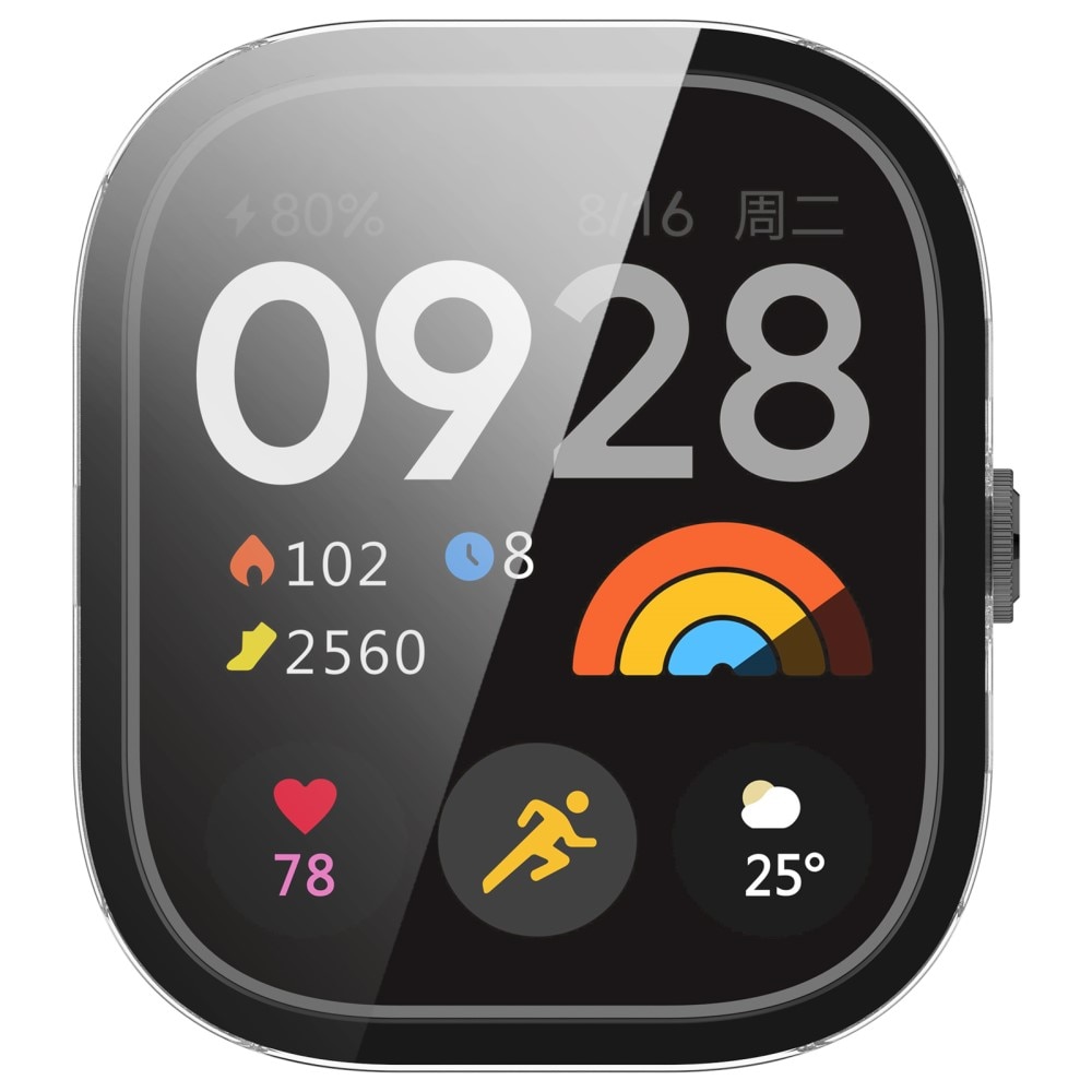 Xiaomi Redmi Watch 4 Heltäckande skal med inbyggt skärmskydd, genomskinlig