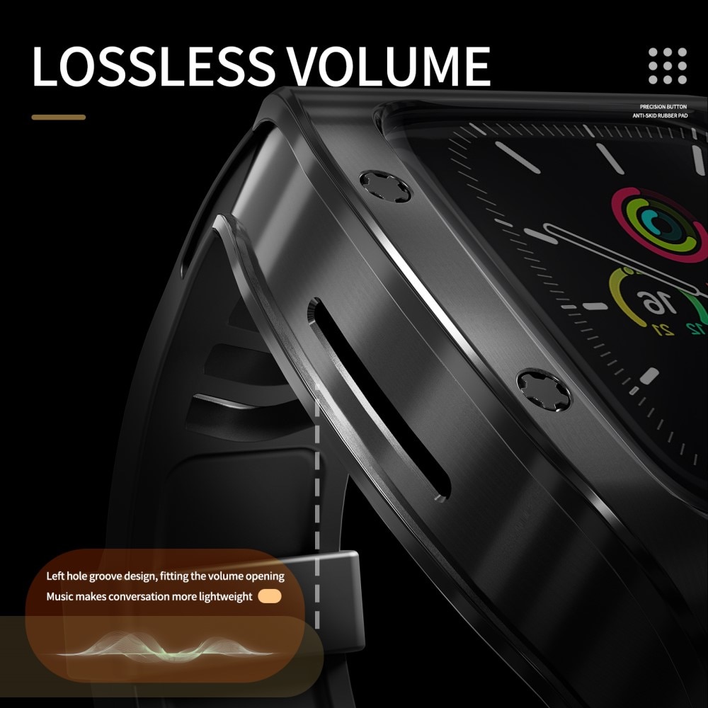 Apple Watch 45mm Series 7 High Brushed Metal Skal+Armband, svart