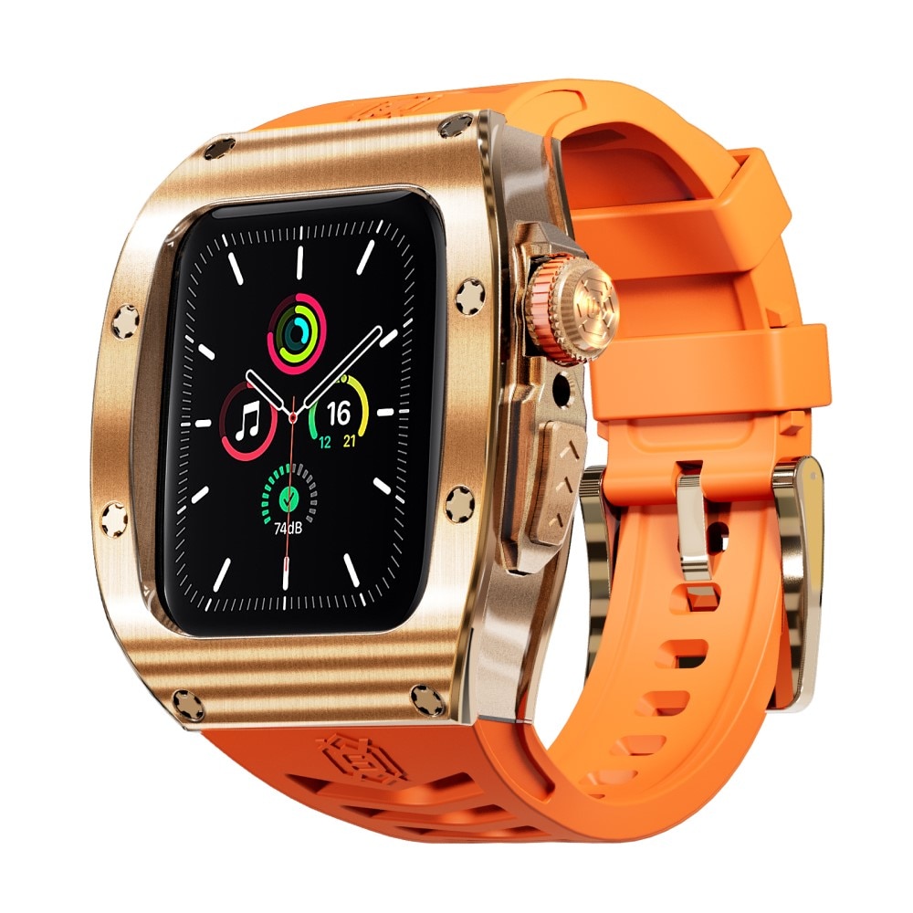 Apple Watch 44mm High Brushed Metal Skal+Armband, Rose/Orange