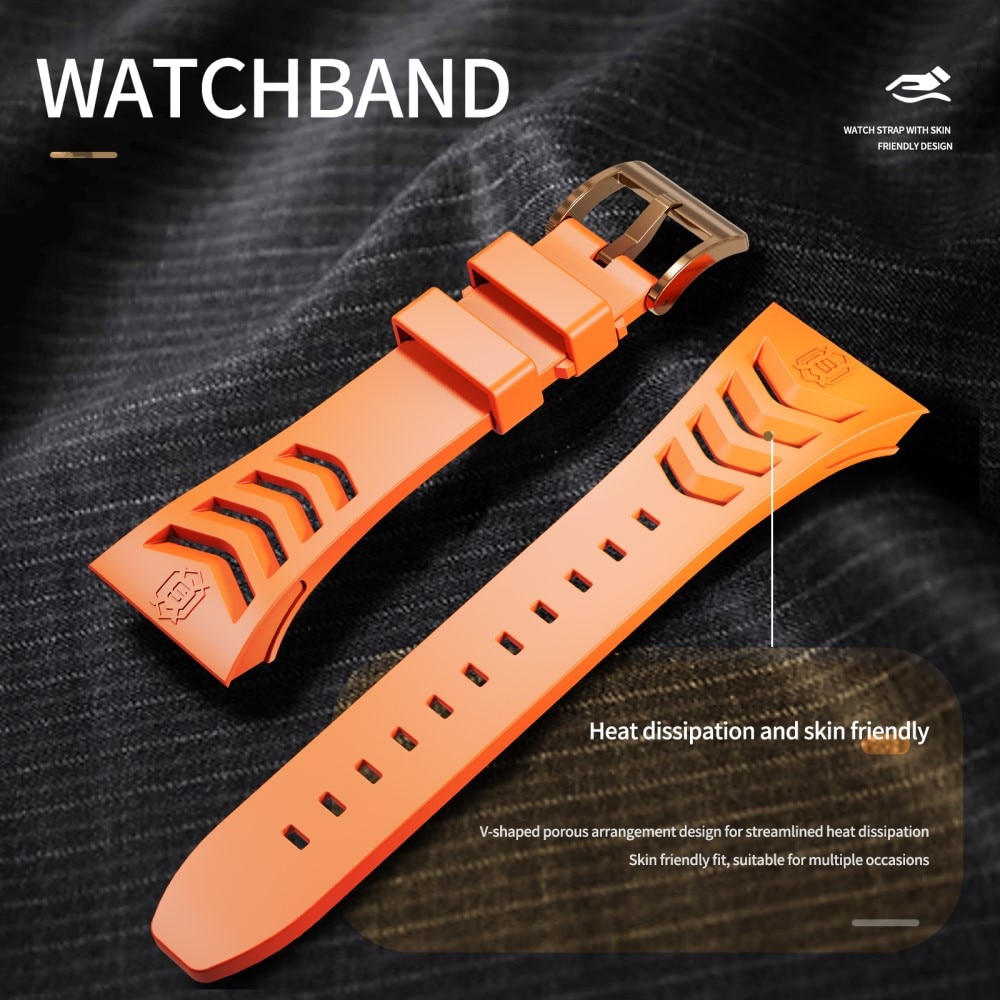 Apple Watch 45mm Series 7 High Brushed Metal Skal+Armband, Rose/Orange