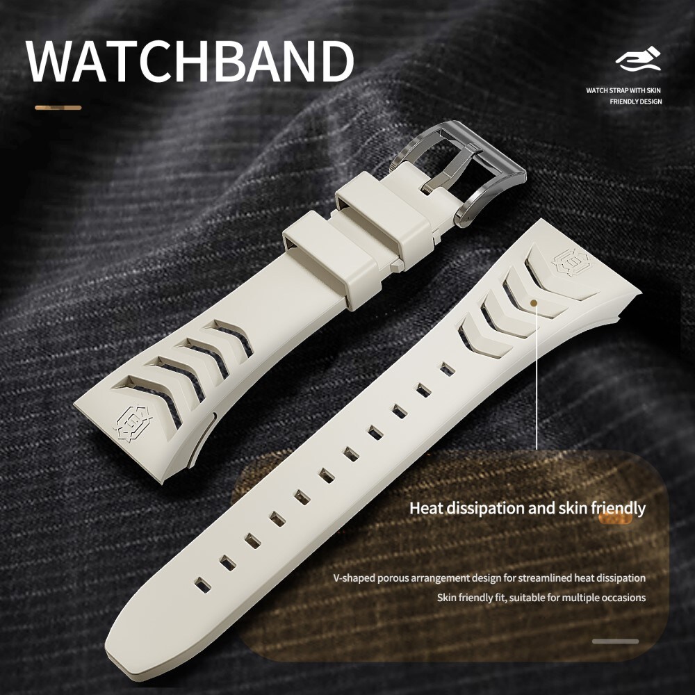 Apple Watch 45mm Series 9 High Brushed Metal Skal+Armband, Steel/White