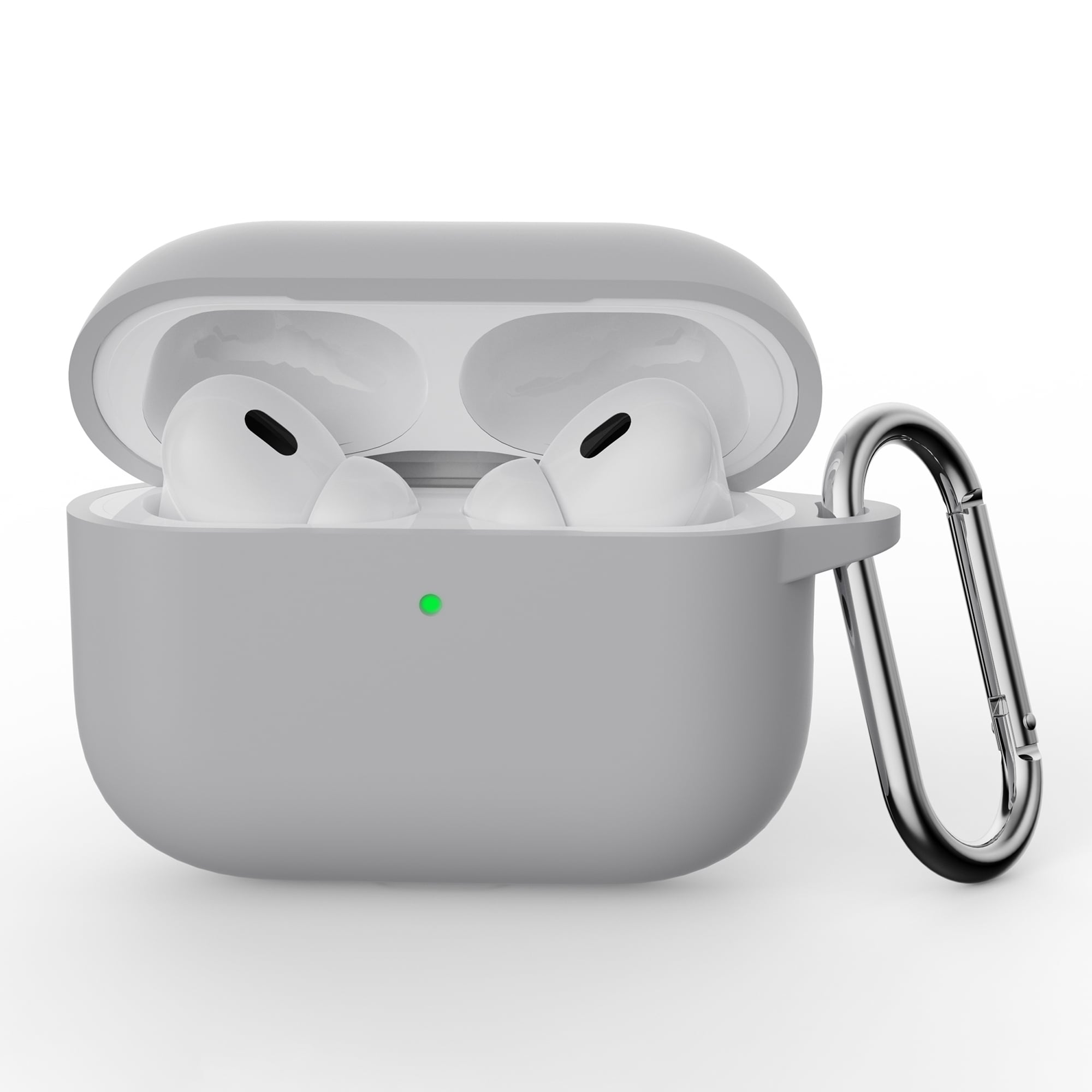 Apple AirPods Pro 3 Silikonskal + karbinhake, Grå