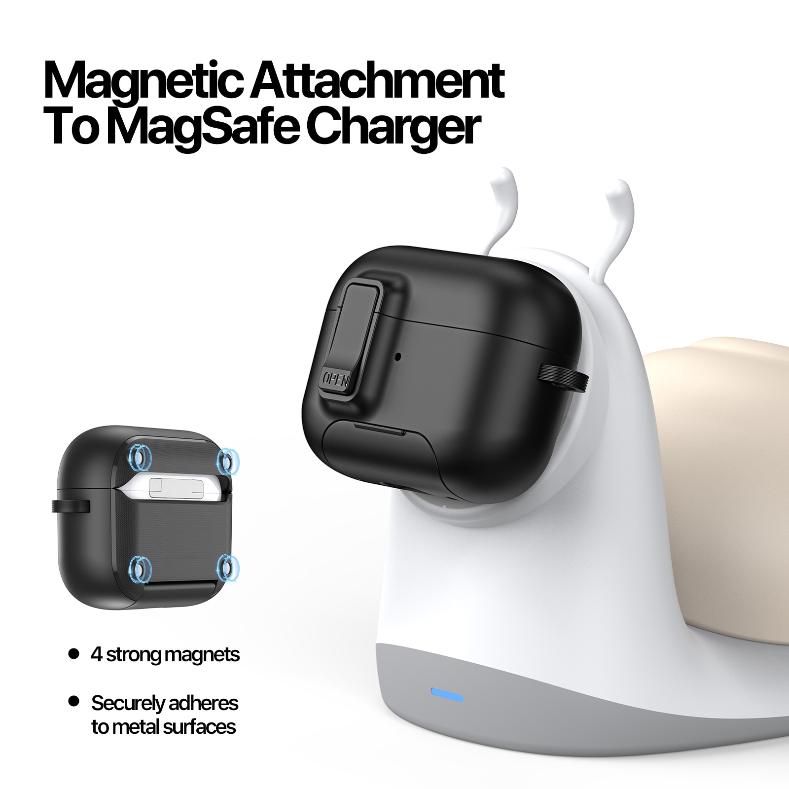 Apple AirPods Pro 3 Skal med karbinhake och ställfunktion, Svart