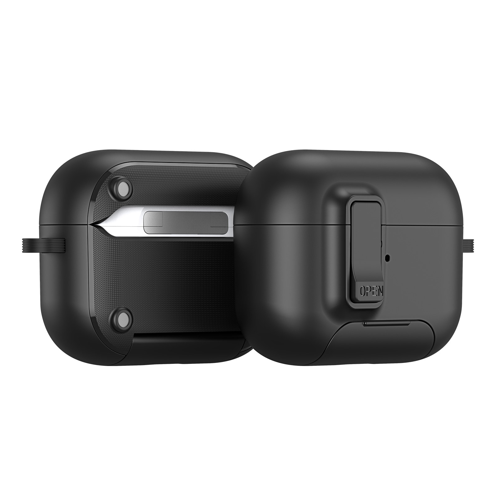 Apple AirPods Pro 3 Skal med karbinhake och ställfunktion, Svart